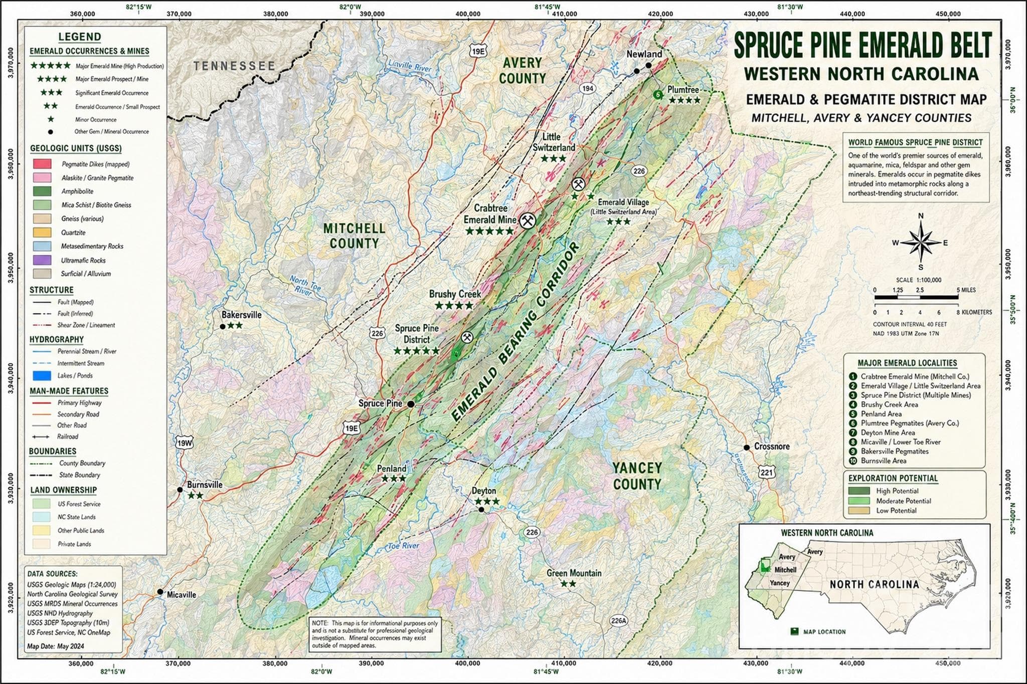 AI generated image of potential mining areas near Spruce Pine, NC. - 1305 Halltown Road, Spruce Pine