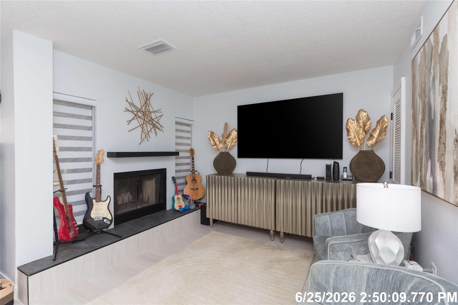 Den Area with Fireplace - 4207 FOGCUTTER CT, TAMPA