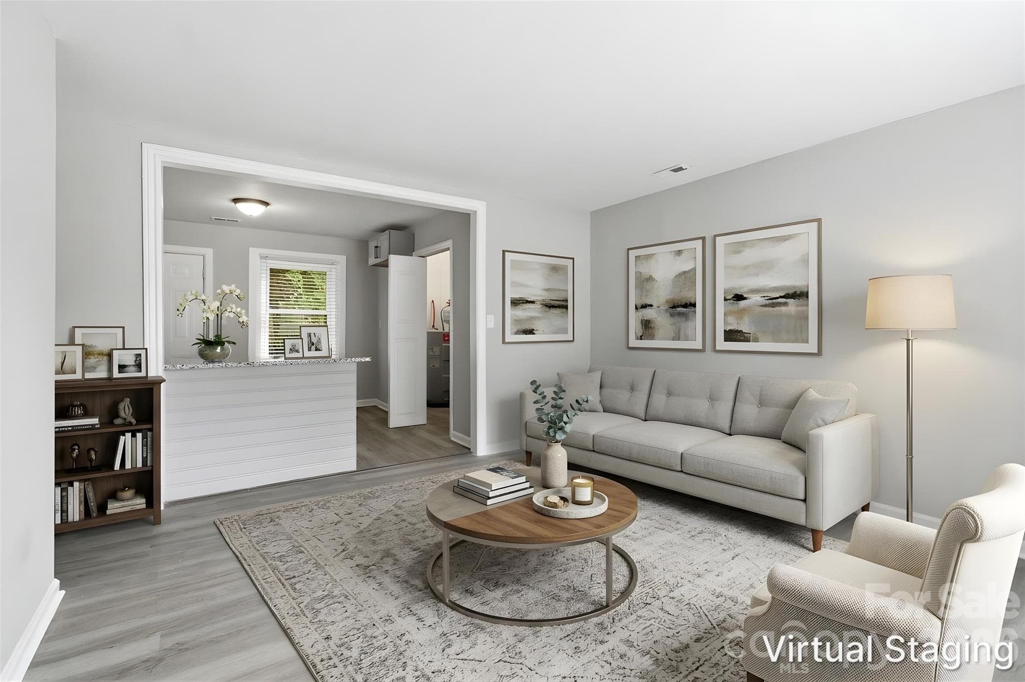Walking into the expansive living room (virtually staged & enhanced). - Charlotte