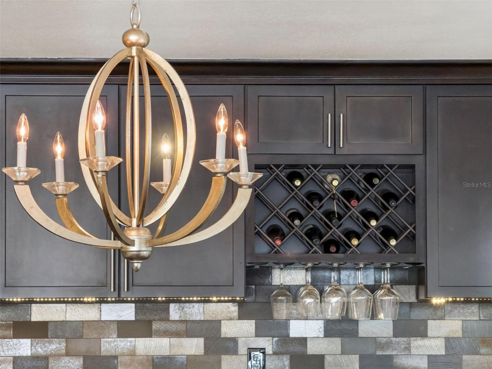 Under Cabinet lighting with wine rack and wine fridge below - 1629 HEMPEL AVE, WINDERMERE