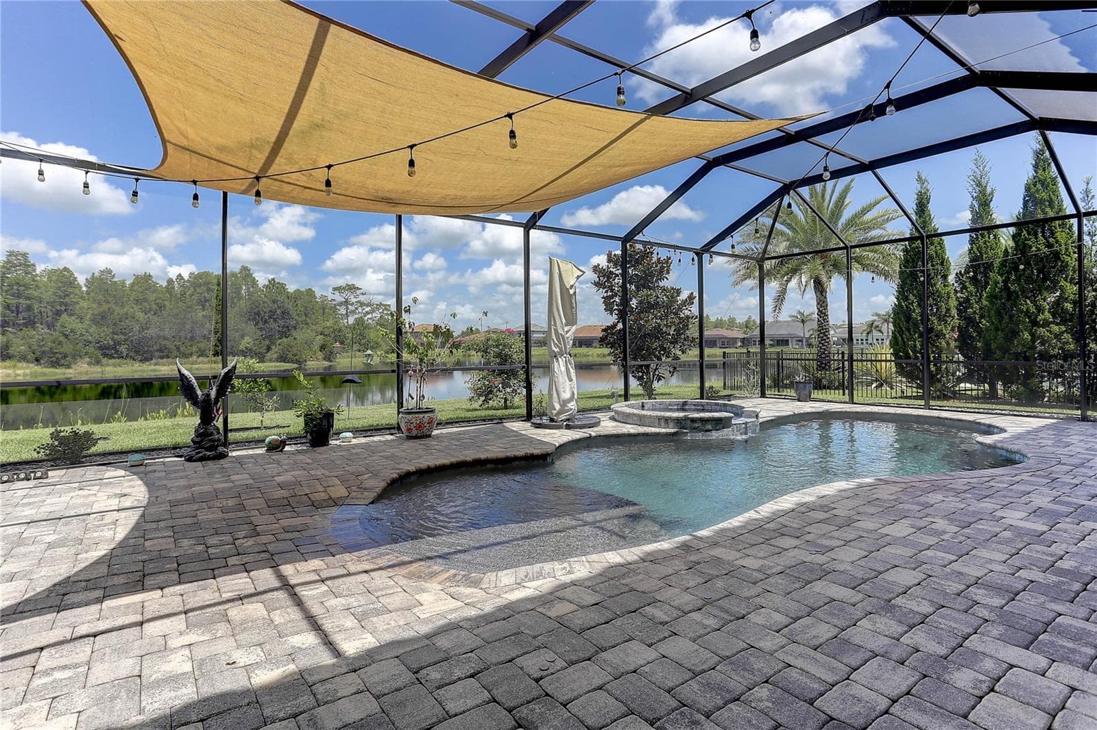 Pool, spill over spa, pavers, pond - 18014 WOODLAND VIEW DR, LUTZ