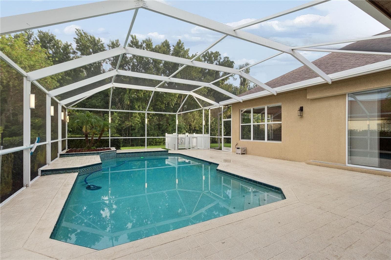 Pool-Sconces Lightning along screened in enclosure remote controlled,Several color choices - 26920 WINGED ELM DR, WESLEY CHAPEL