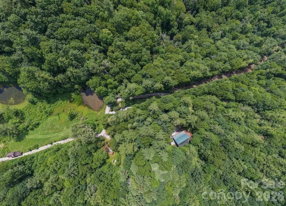 Aerial of Main House and Pond - 4435 Flat Mountain Road, Highlands