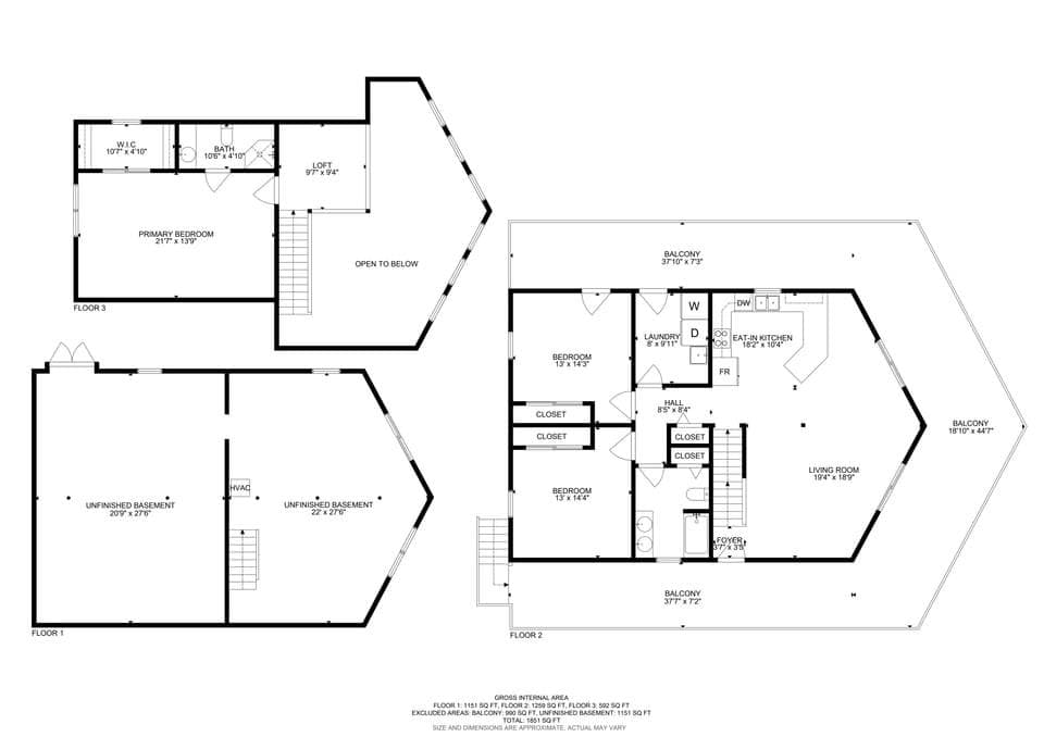 Floor Plan - All Levels - 4435 Flat Mountain Road, Highlands