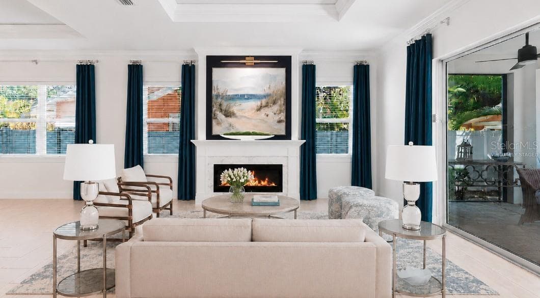 Virtually staged living room - 1850 MAGNOLIA ST, SARASOTA