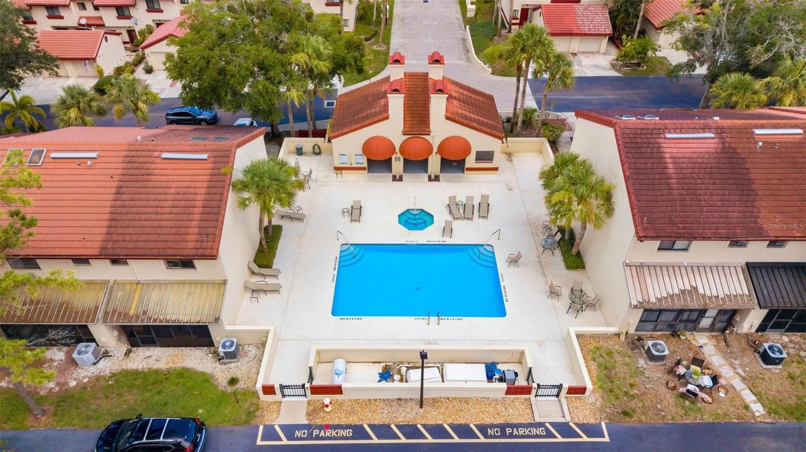 Aerial view of pool - 3460 COUNTRYSIDE BLVD #66, CLEARWATER