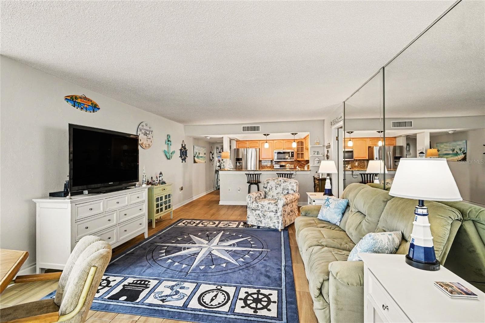 Living Room with open Kitchen. - 3051 S ATLANTIC AVE #V060, DAYTONA BEACH SHORES