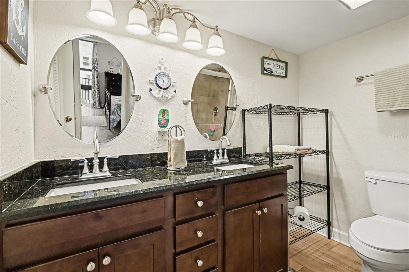 Primary bath with granite countertops and double vanites, - 3051 S ATLANTIC AVE #V060, DAYTONA BEACH SHORES