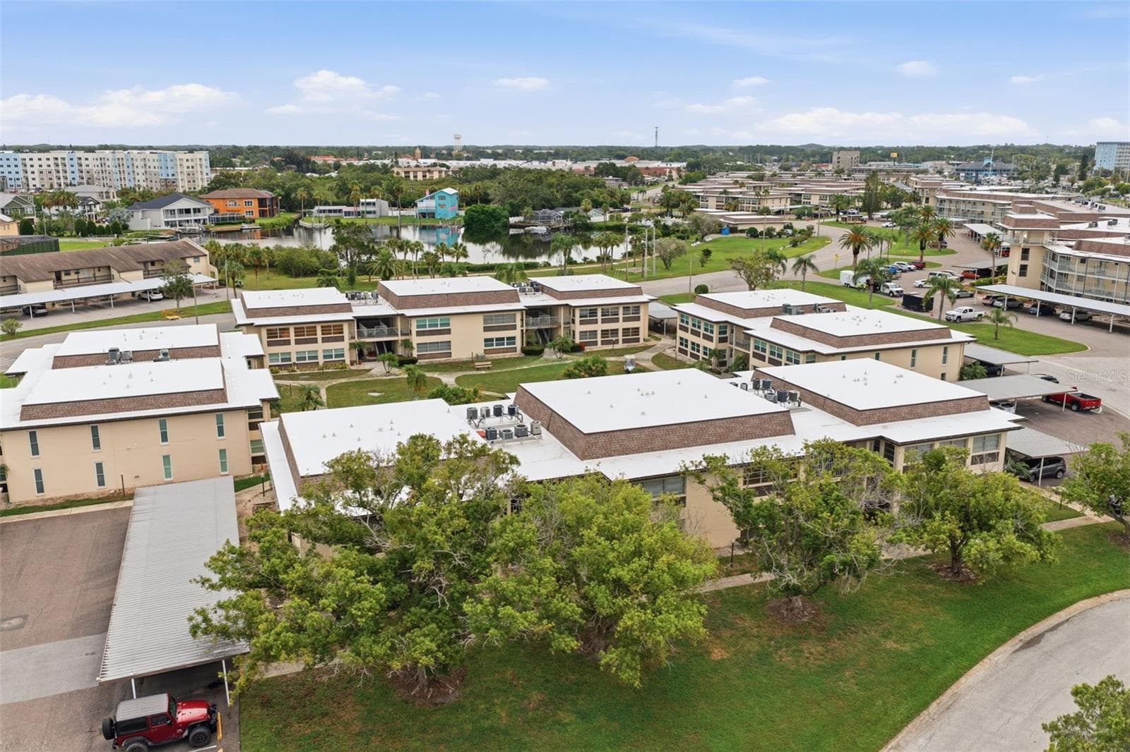 Aerial View of Building T and Carport - 5242 OPAL LN #104, NEW PORT RICHEY