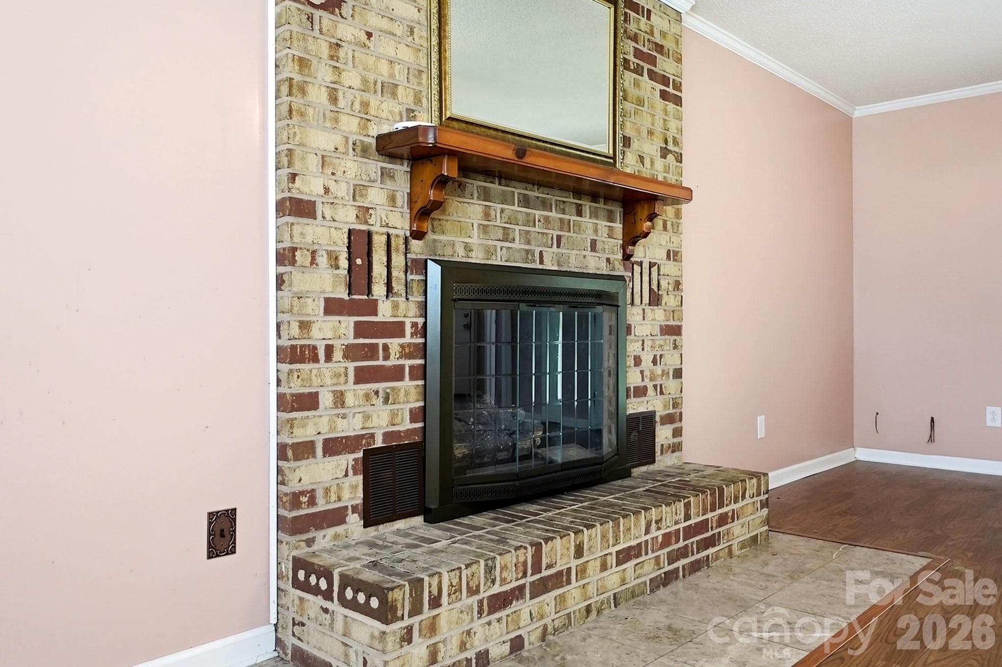 Beautiful brick fireplace in the basement - 2600 Providence Drive, Gastonia