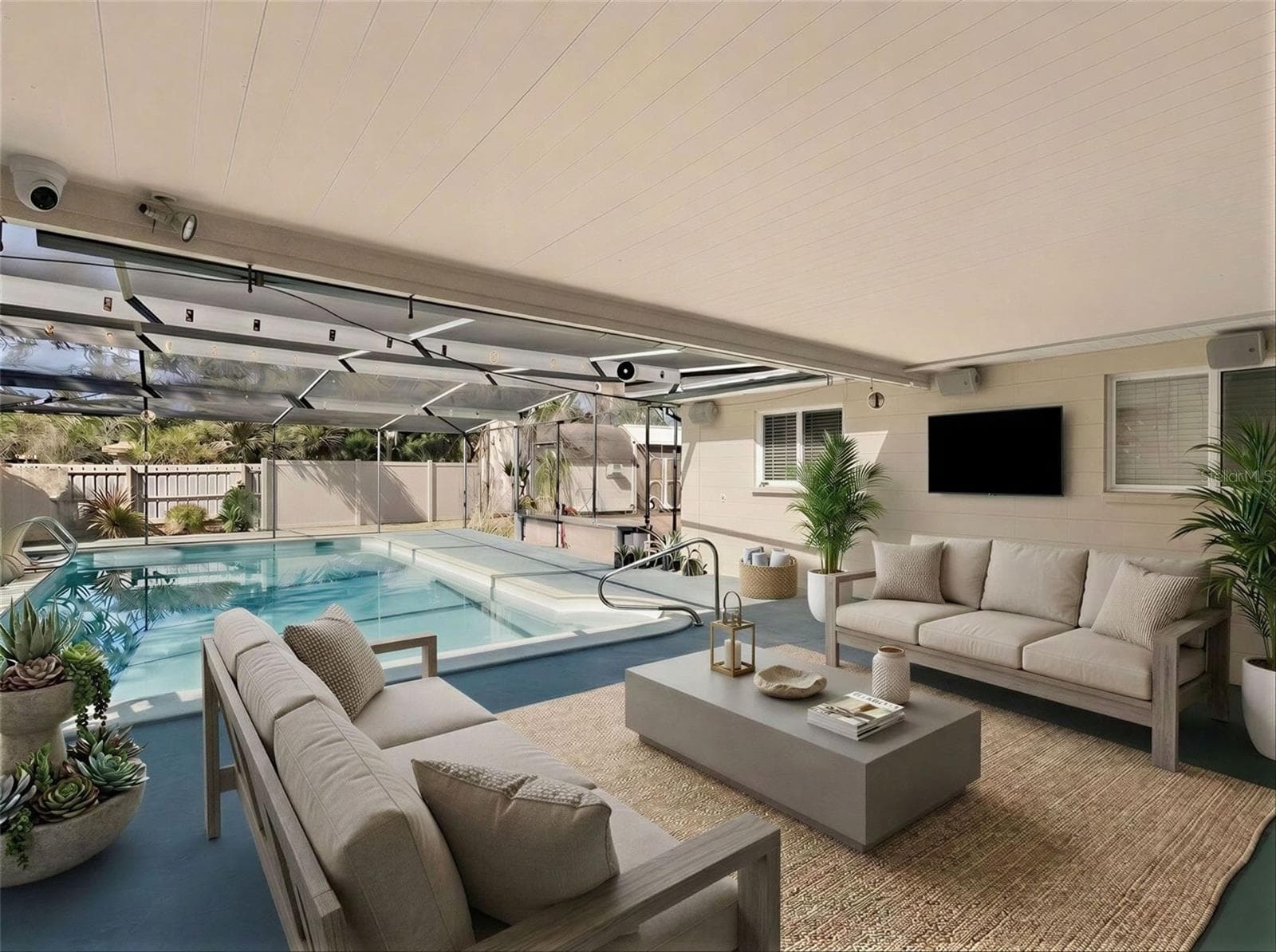 pool with virtual furniture - 1231 NEWPORT AVE, LAKELAND