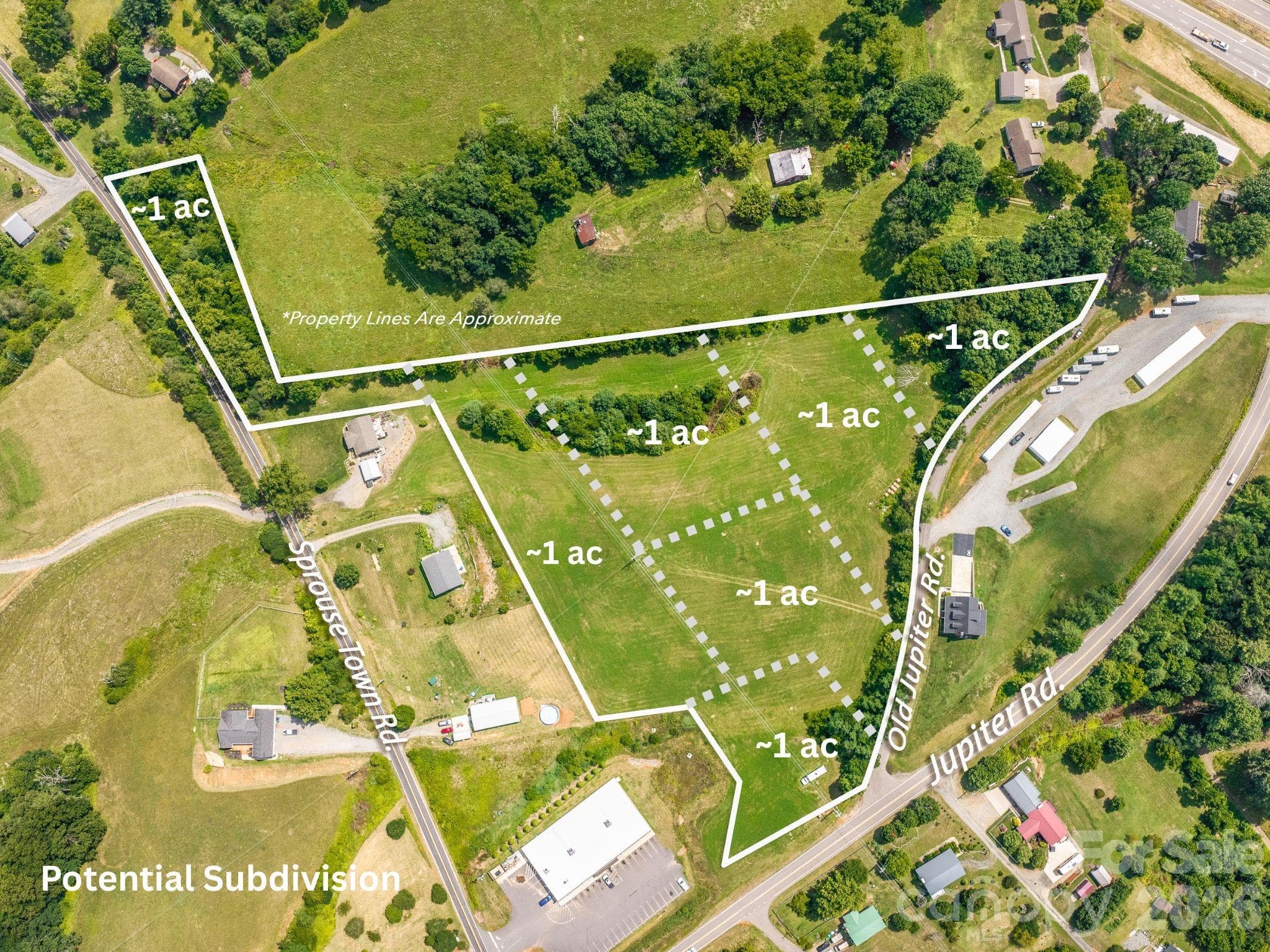 Potential 7 lot subdivision. Lot lines are approximate / not a survey. - 99999 Sprouse Town Road, Weaverville
