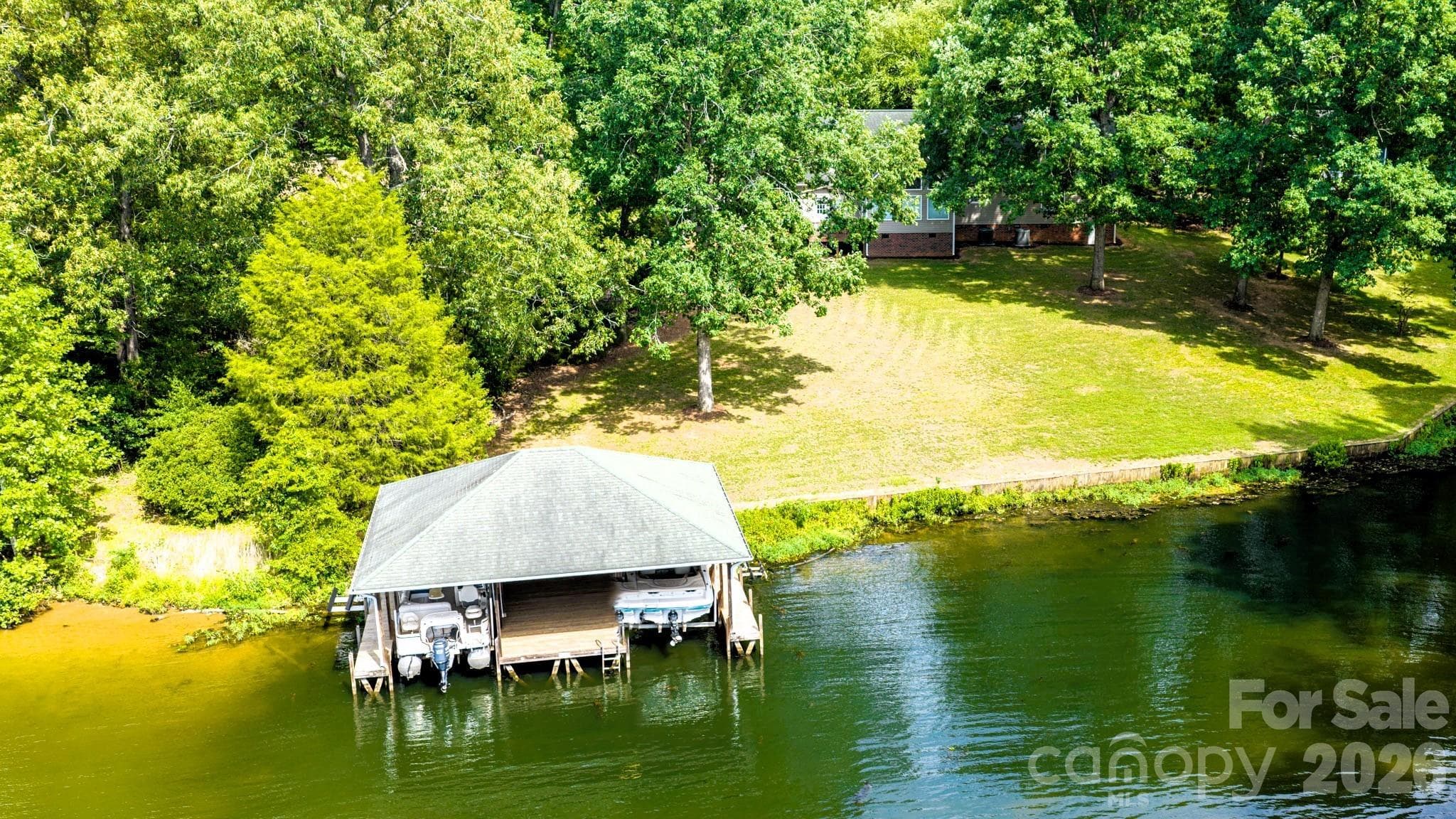 Double Boat Lift and Dock, Aerial Photo - 130 Canoe Court, Mount Gilead