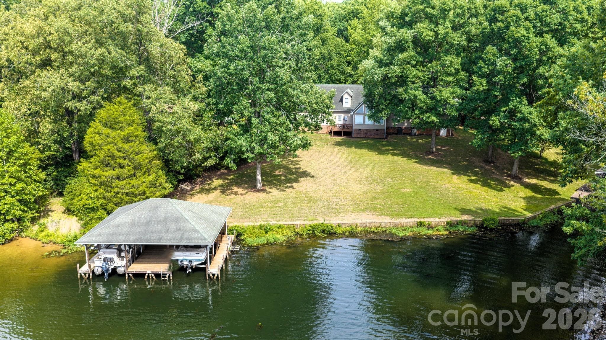 Double Boat Lift and Dock, Aerial Photo - 130 Canoe Court, Mount Gilead