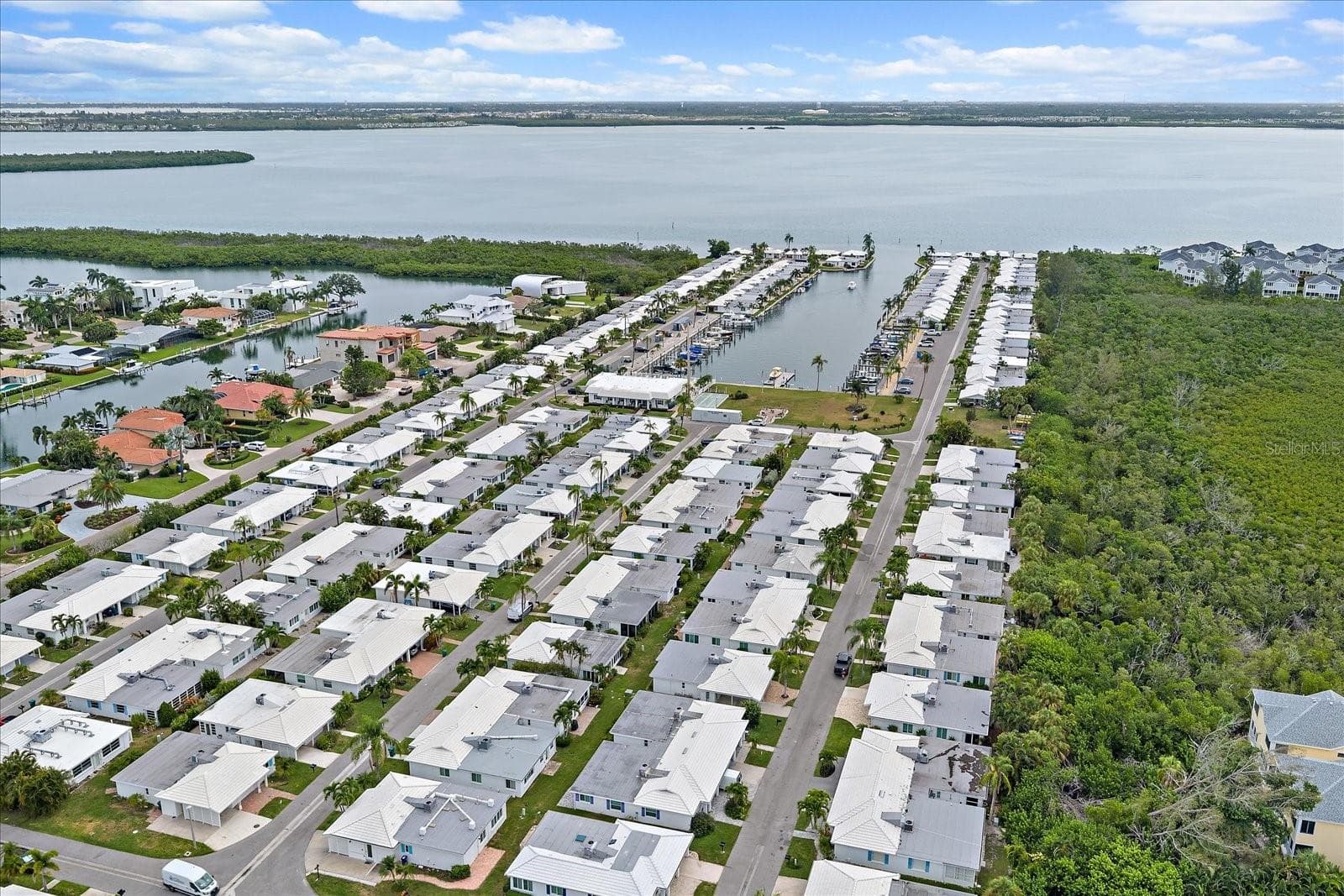 Aerial View of Community Marina and Bay - 683 SPANISH DR S #214, LONGBOAT KEY