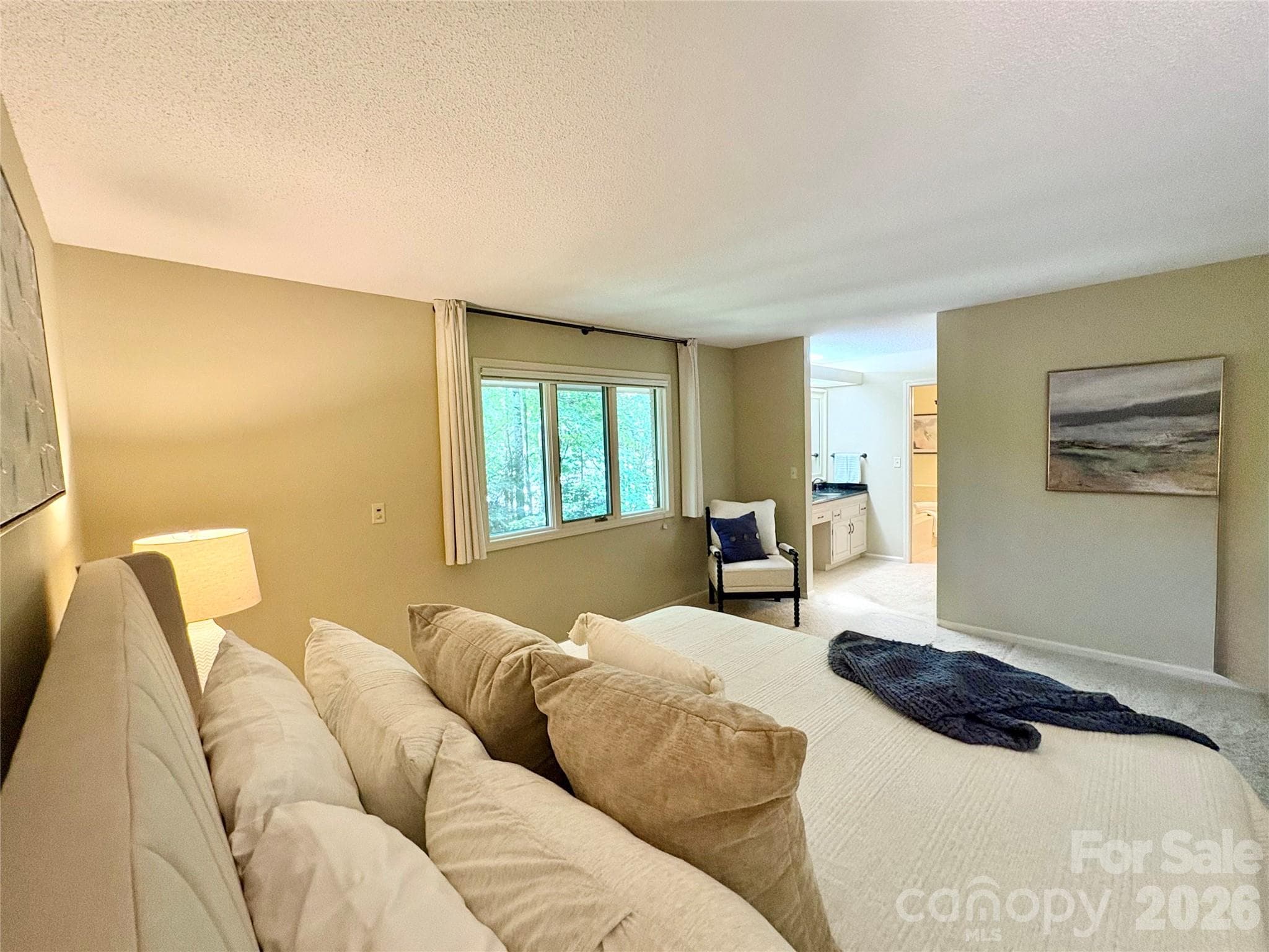 Spacious Primary Bedroom has 3 closets & separate dressing area into ensuite bathroom - 115 Woodhaven Drive, Hendersonville
