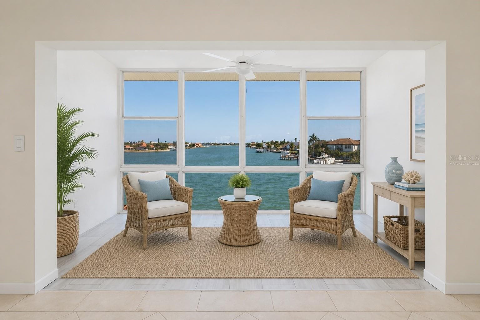 Virtually Staged Florida room. Bay views. - 6061 2ND ST E #55, ST PETE BEACH