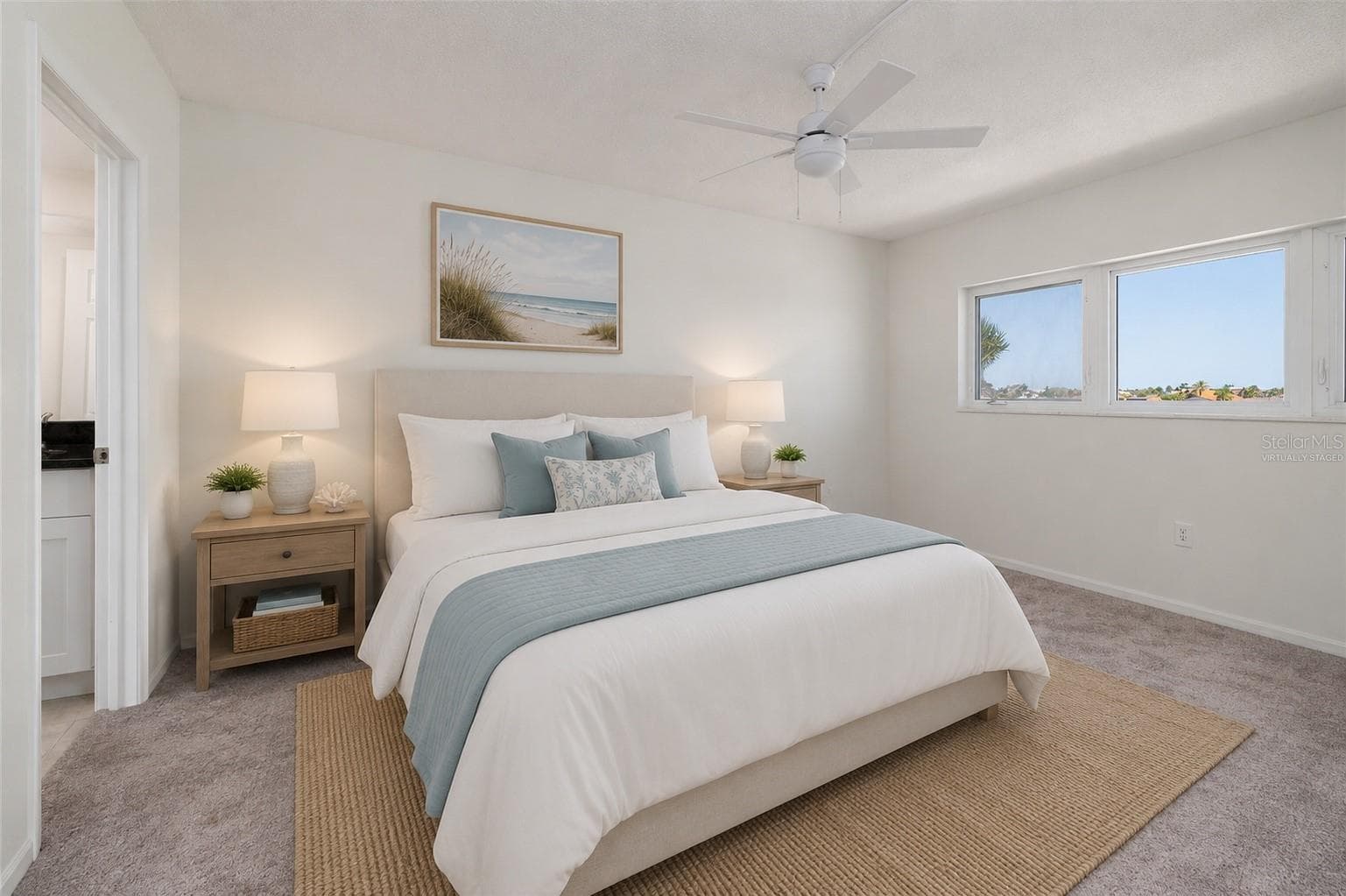 Virtually Staged Primary Bedroom (12'x16') - 6061 2ND ST E #55, ST PETE BEACH