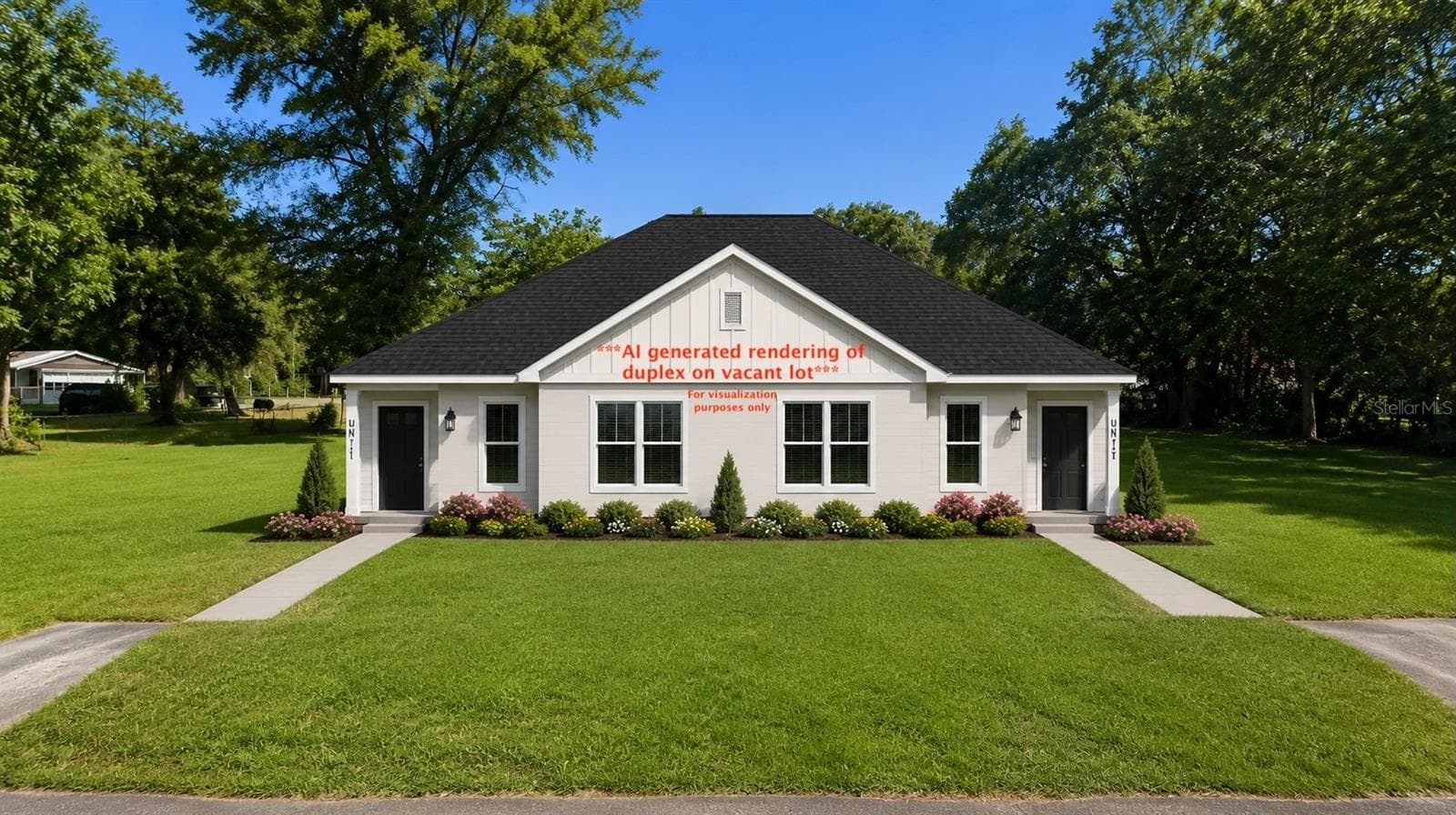 Rendering of a duplex on the vacant lot - for visualization purposes only - 1735 NW 1ST ST, OCALA