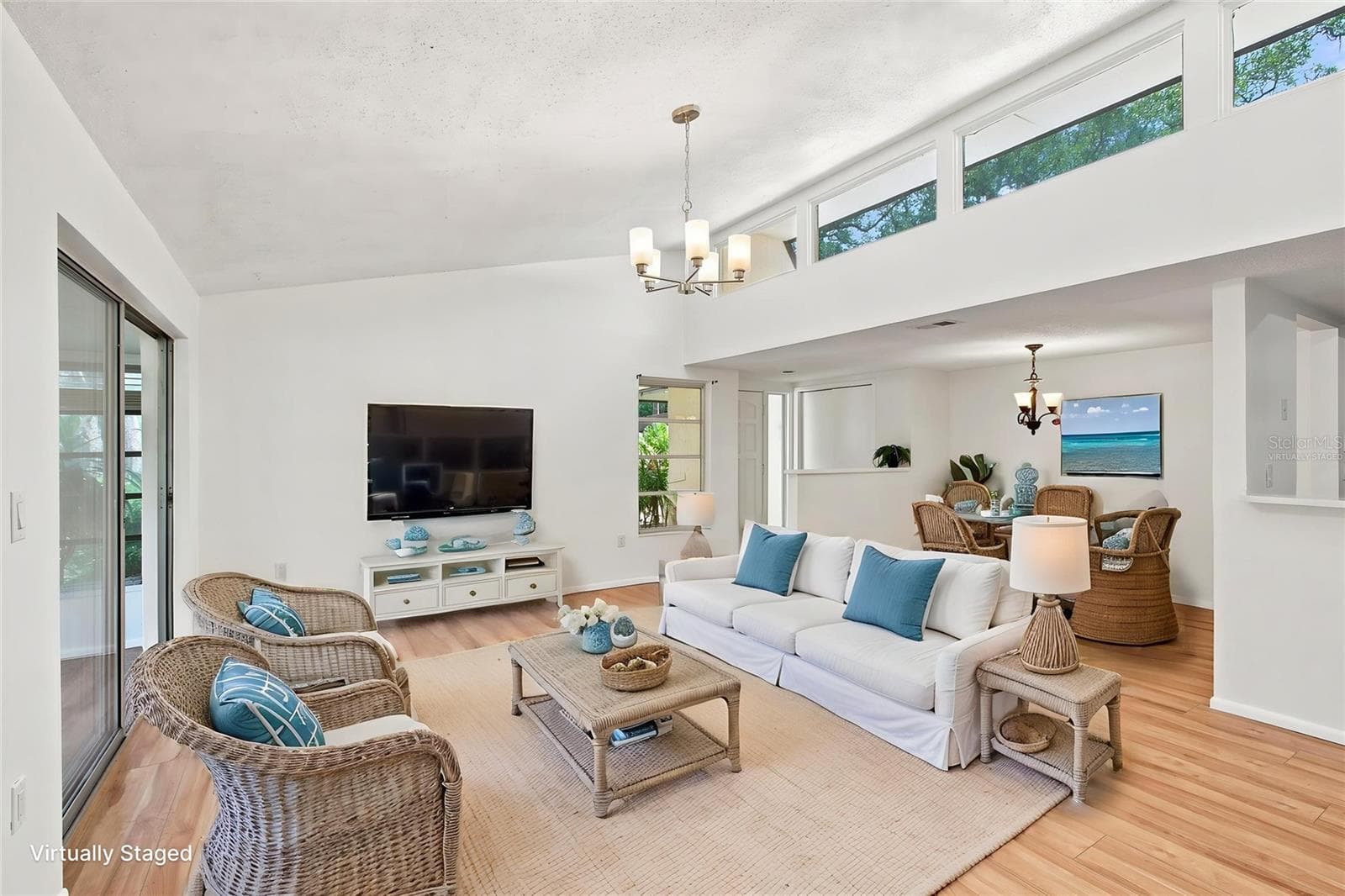 Living Room Virtually Staged - 6947 WOODWIND DR #77, SARASOTA