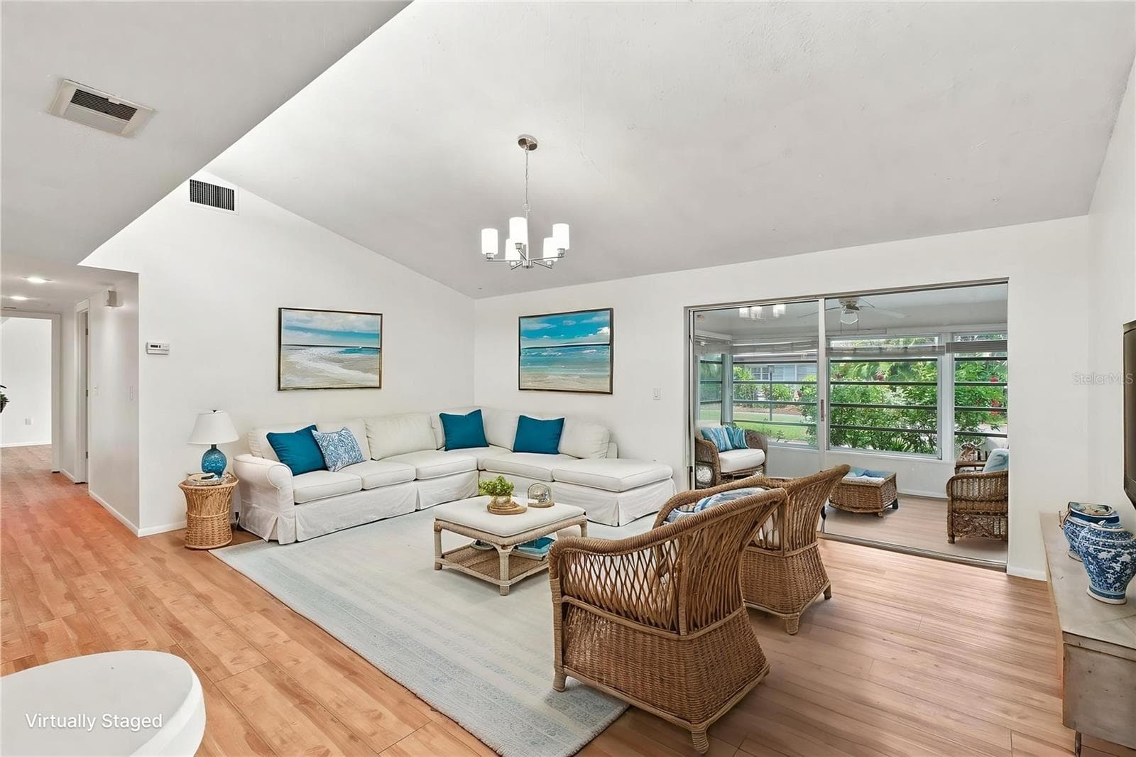 Living Room Virutally Staged - 6947 WOODWIND DR #77, SARASOTA