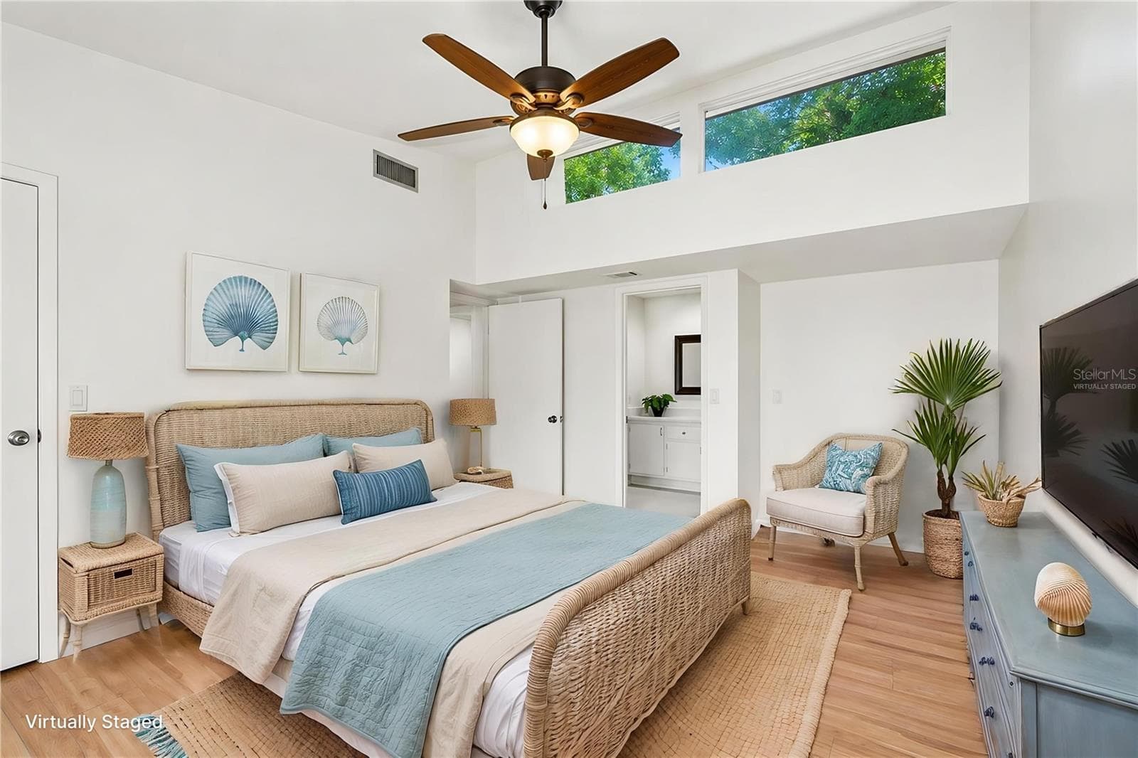 Primary Bedroom Virtually Staged - 6947 WOODWIND DR #77, SARASOTA