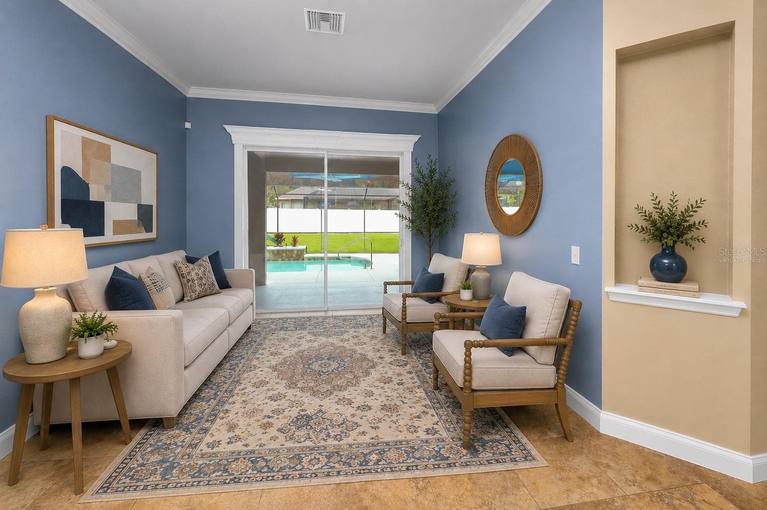 Virtually staged living room - 3333 HAWKS RIDGE DR, LAKELAND