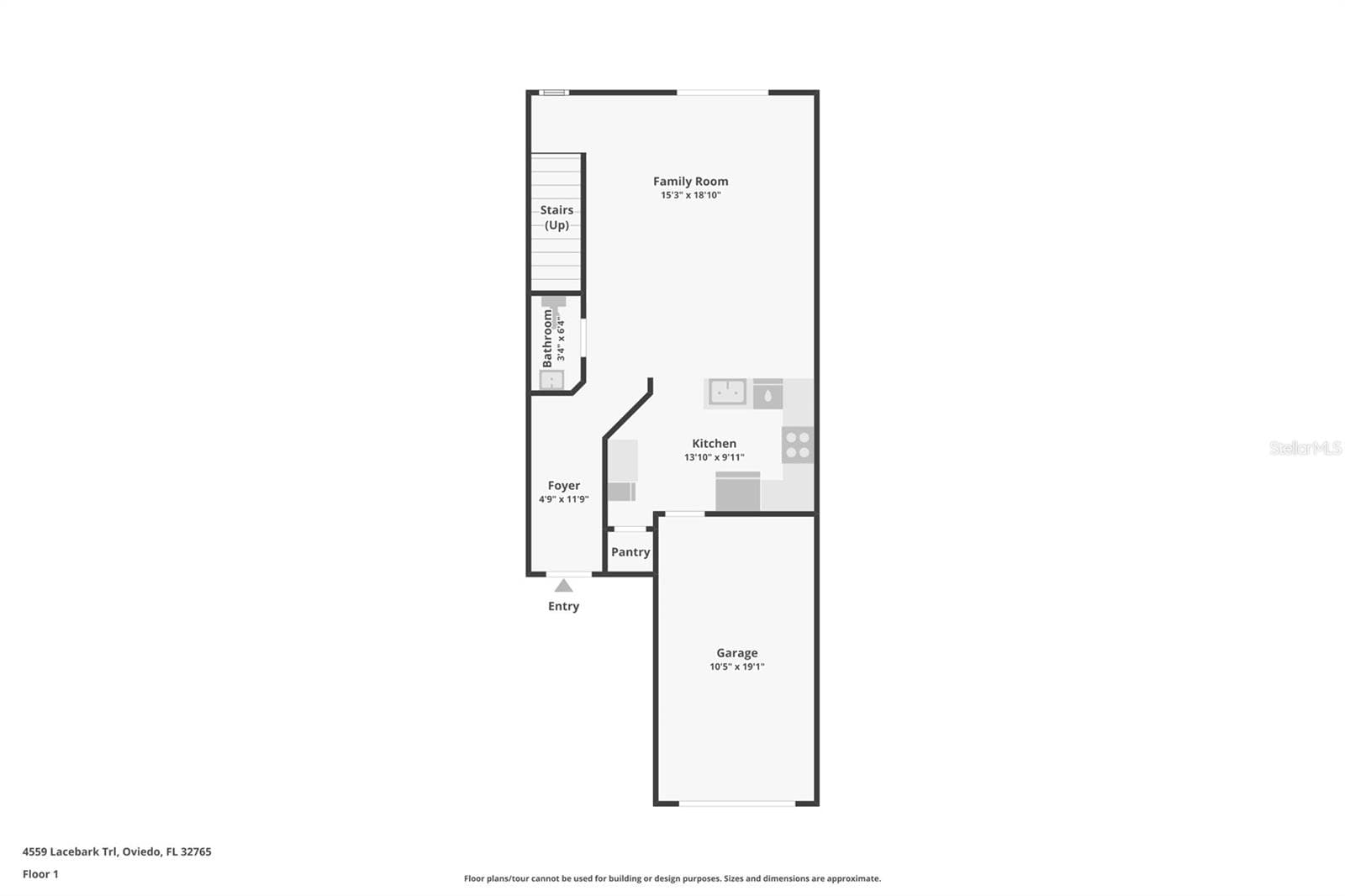 Floor Plan - First Floor. - 4559 LACEBARK TRL, OVIEDO