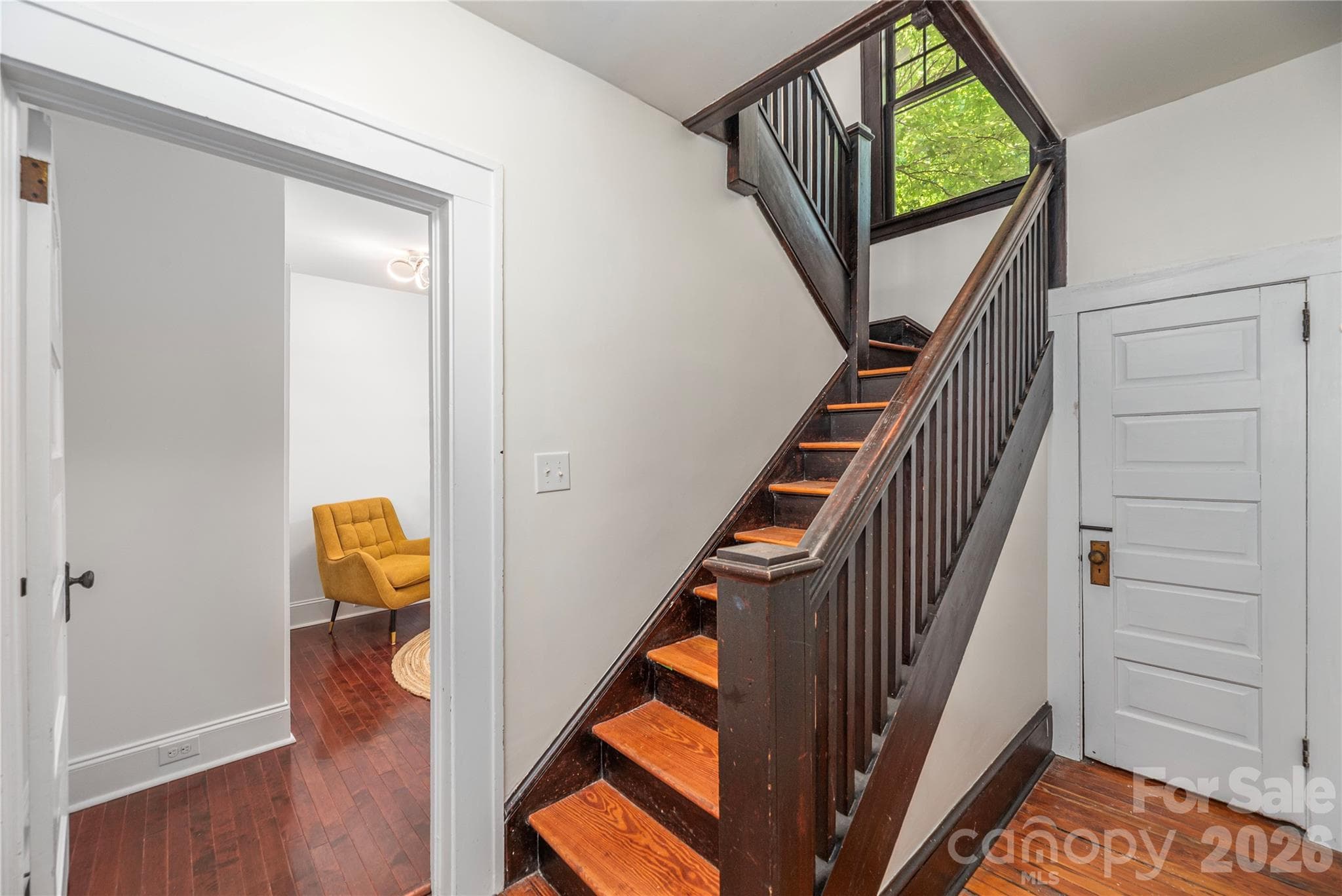 Lovely stairwell to lower level - 302 Hillside Street, Asheville