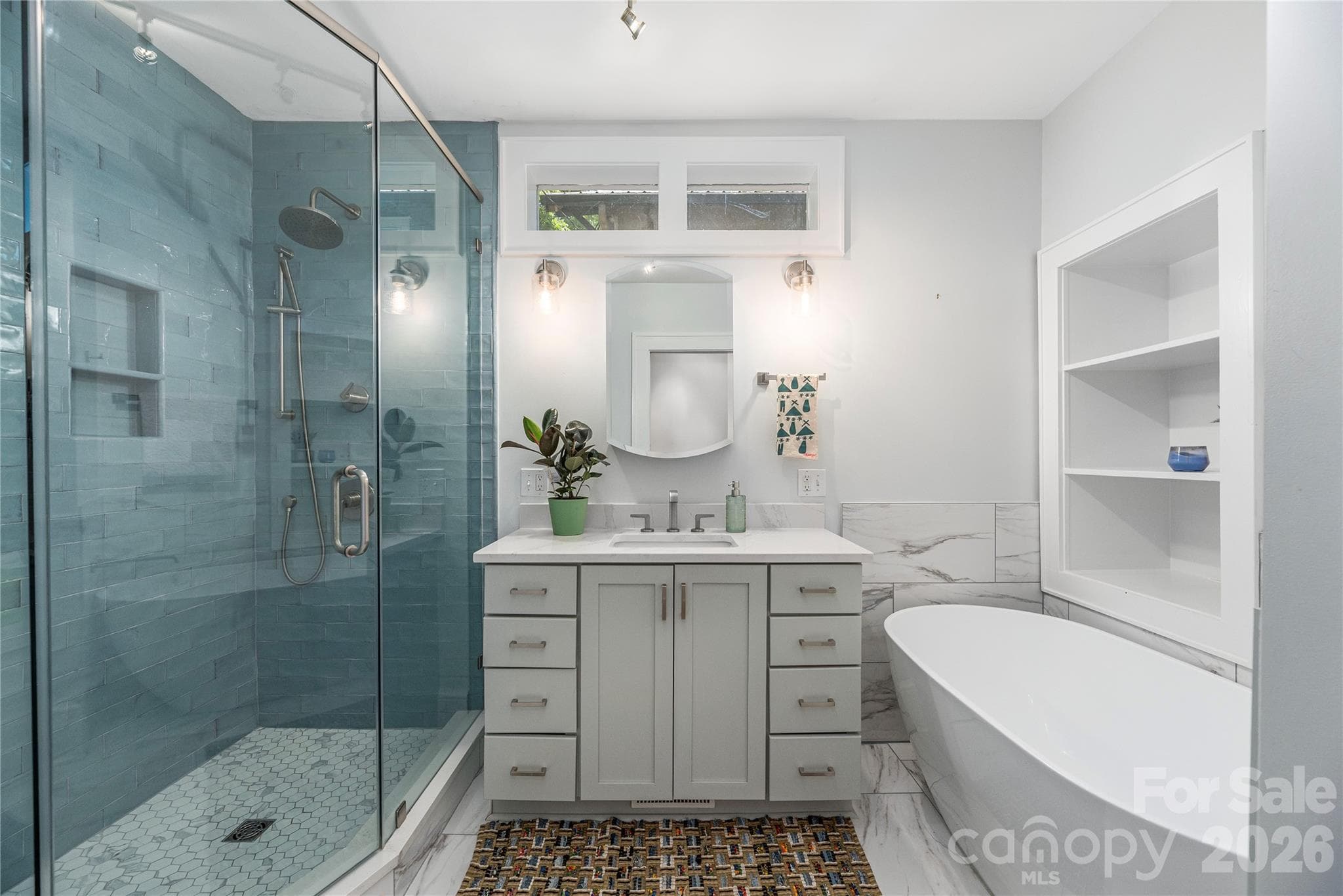 Freshly renovated -Spa like lower level bathroom - 302 Hillside Street, Asheville