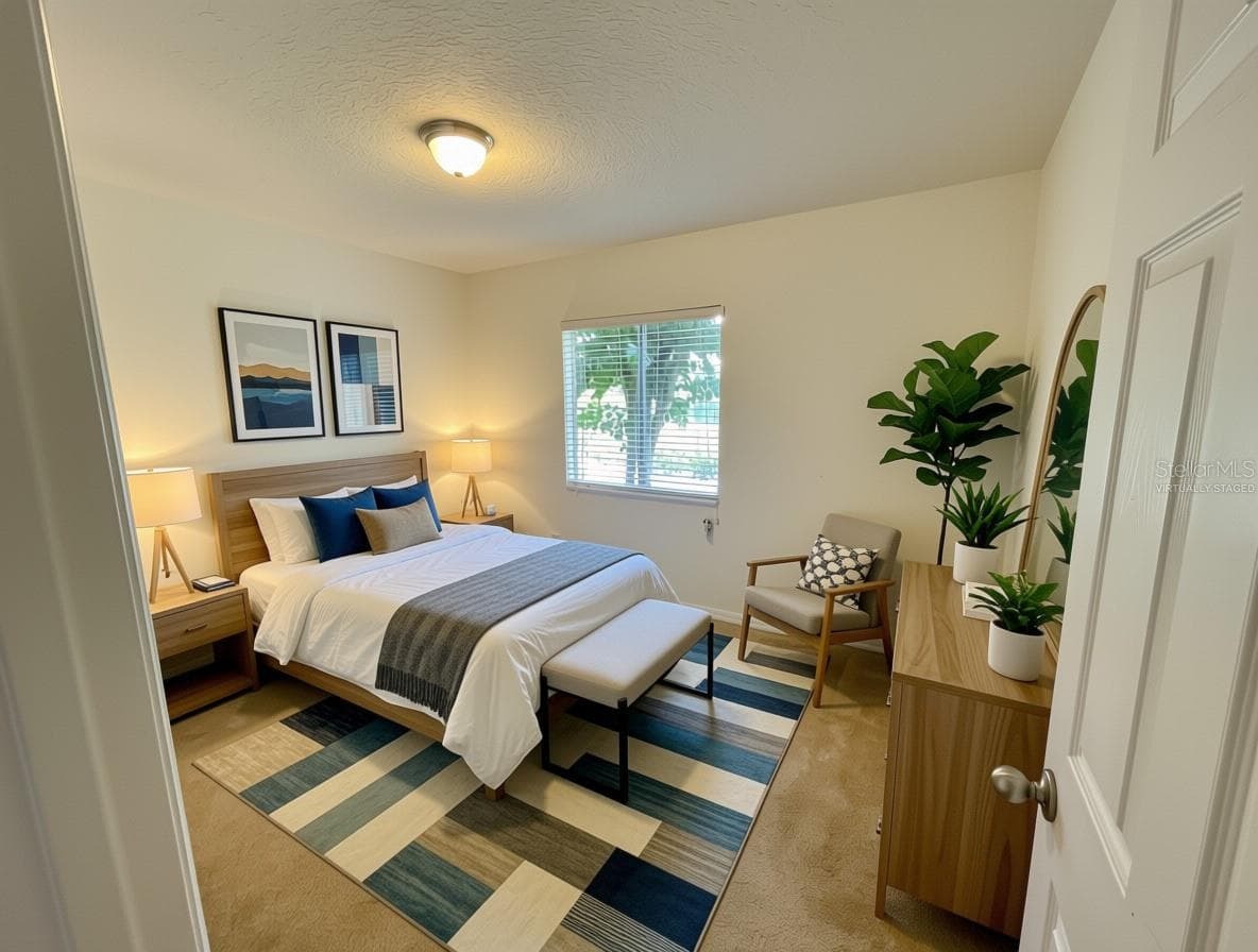 Virtually staged bedroom 2 with views to the lake - 145 N PEARL LAKE CSWY #112, ALTAMONTE SPRINGS