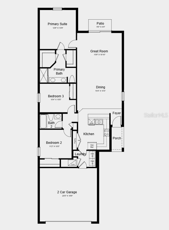 Floor Plan - Additional Highlights Include: all appliances included, window blinds included throughout, quartz countertops, and garage opener - 13512 SAWMILL ST, PARRISH