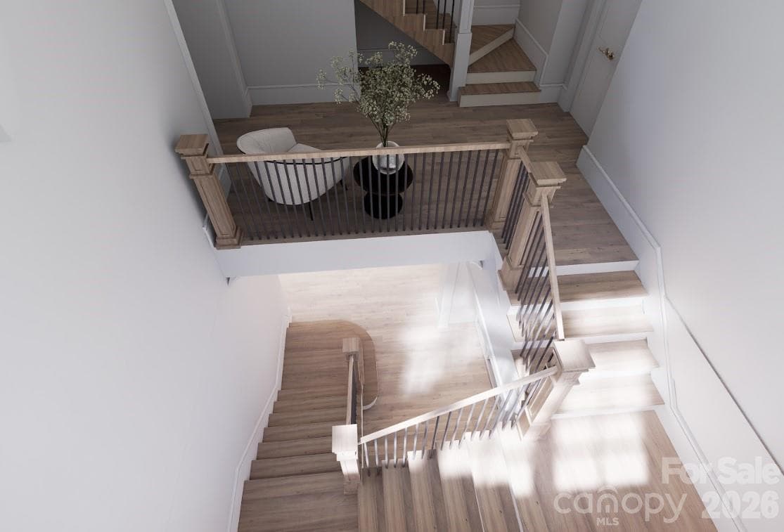 stairwell.. stairs to unfinished 3rd floor - 104 Sherwood Drive, Huntersville