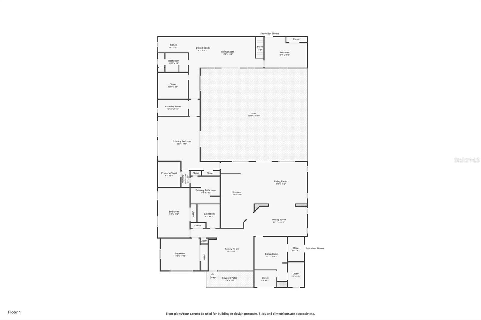Floor Plan of entire first floor - 516 N MCDONALD AVE, DELAND