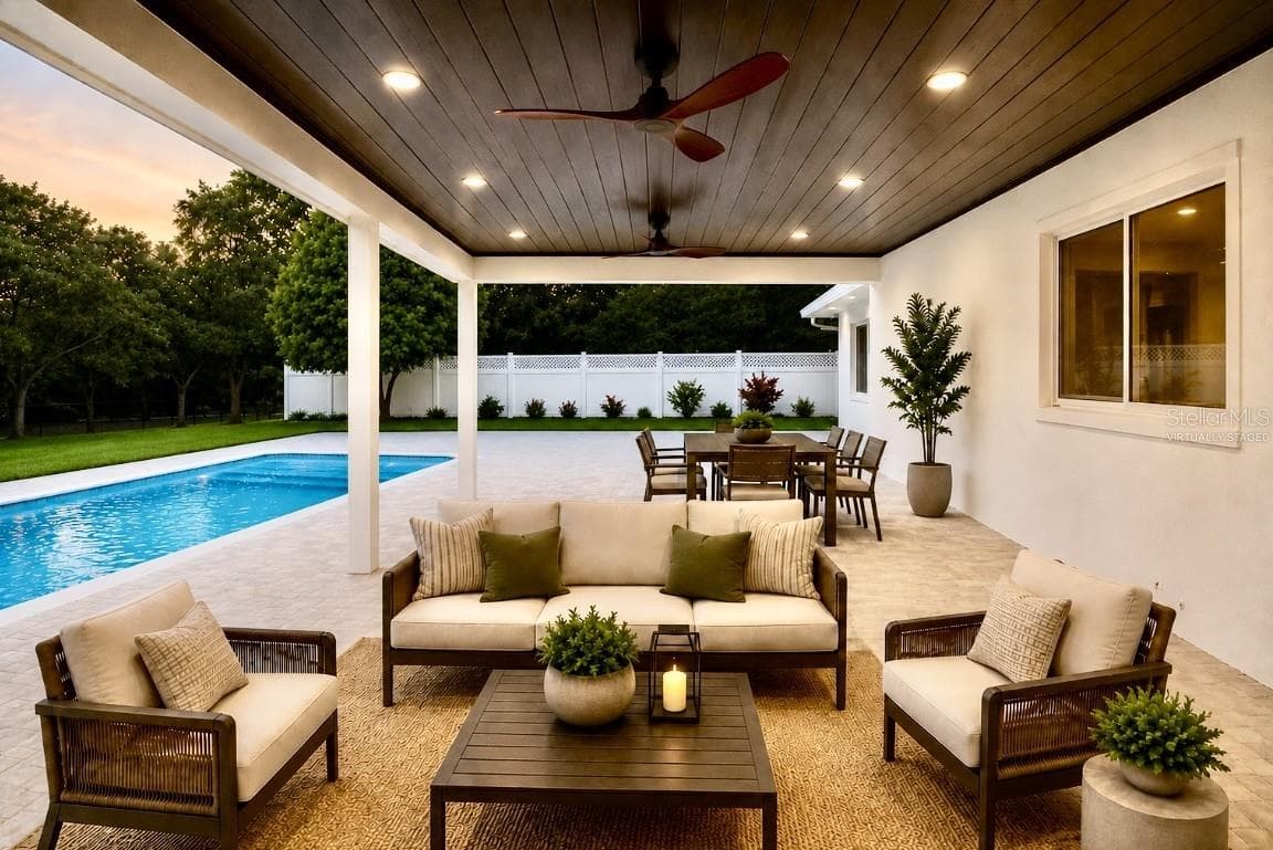 Virtually Staged Rear Porch - 1646 ROBIN HOOD LN, CLEARWATER