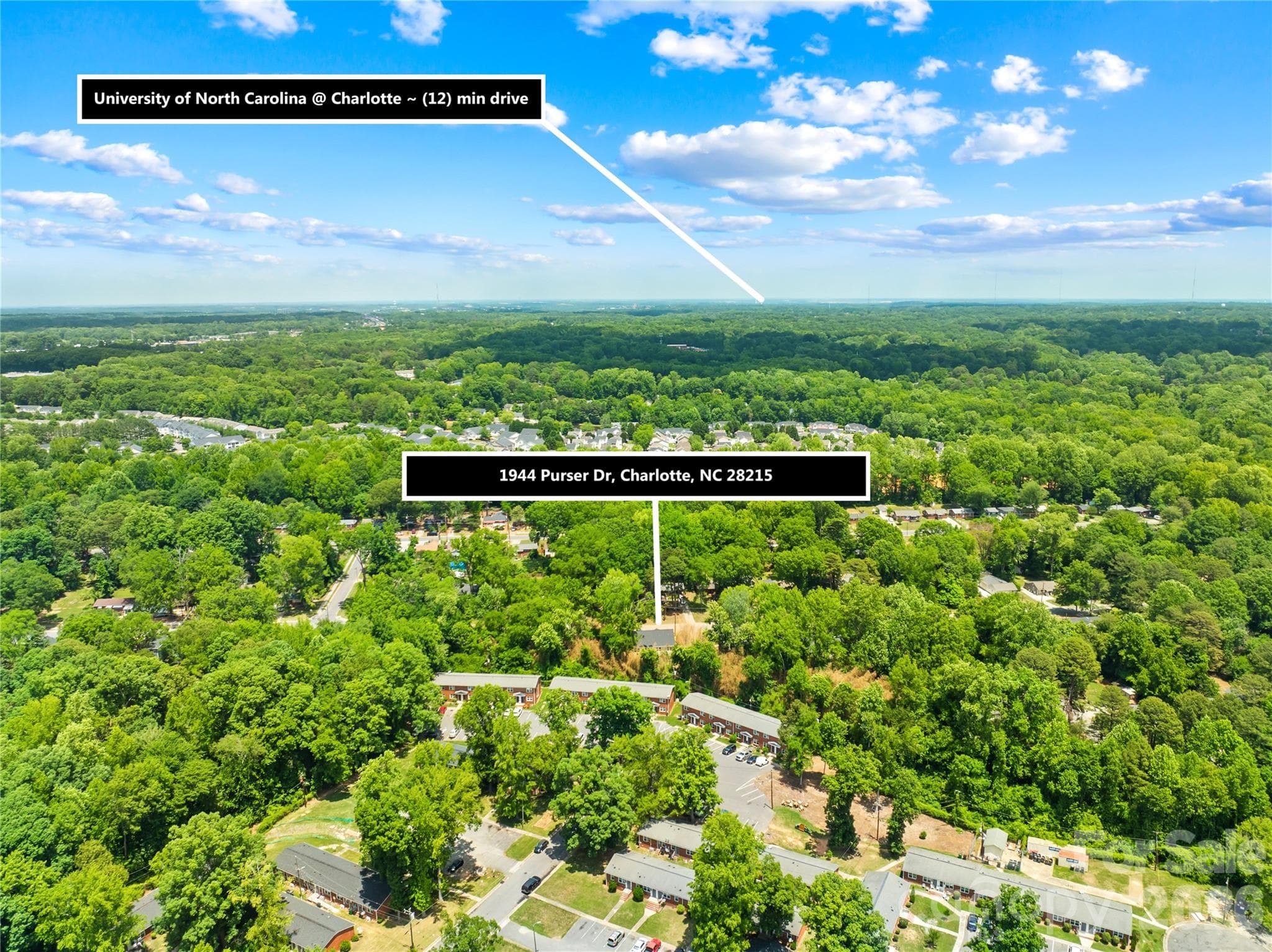 Aerial view: about 12 minutes from 1940 Purser Dr to UNC Charlotte - 1940 Purser Drive, Charlotte
