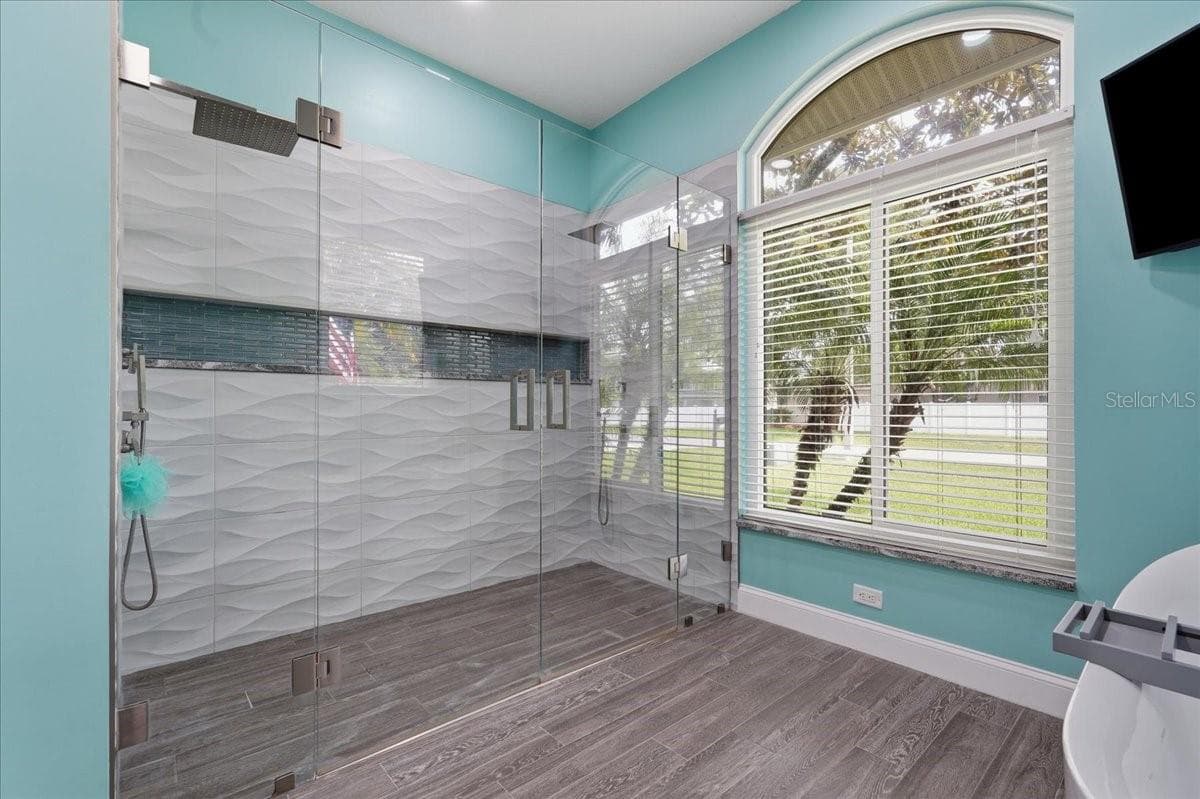 Large double shower with rainfall shower head fixtures - 17024 WINNERS CIR, ODESSA