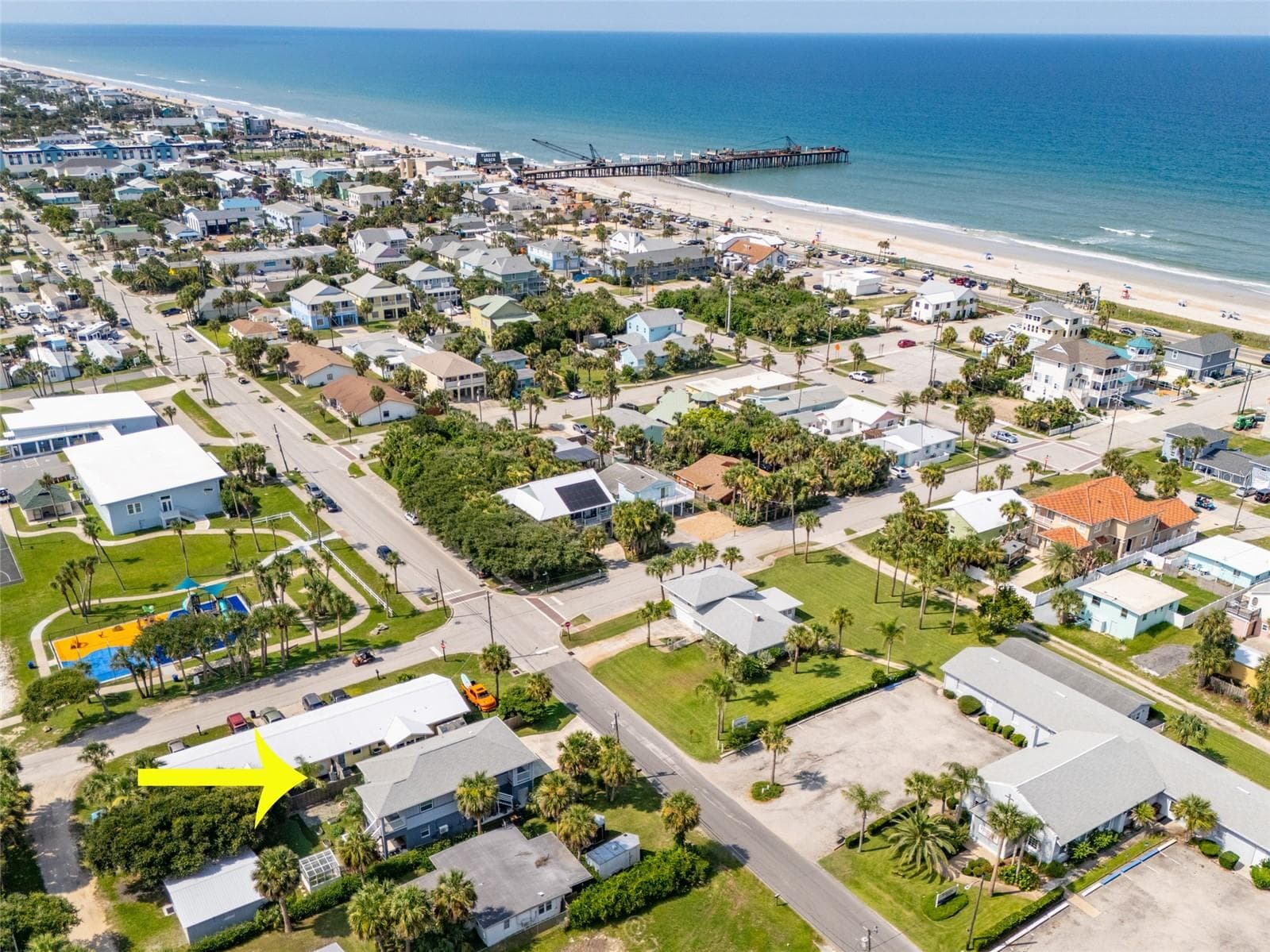Ariel view of property, heart of Flagler Beach and the great Atlantic Ocean! - 904 S DAYTONA AVE, FLAGLER BEACH