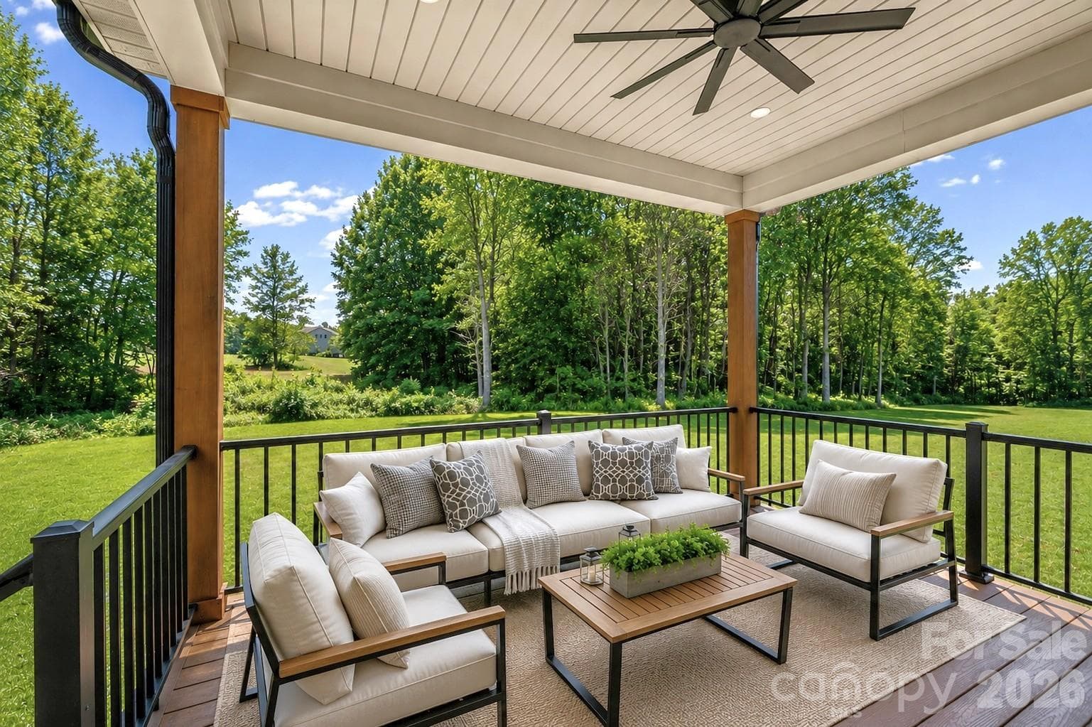 Covered Back Porch w/ Composite Decking of Off Living Room - 121 Juniper Road, Mooresville