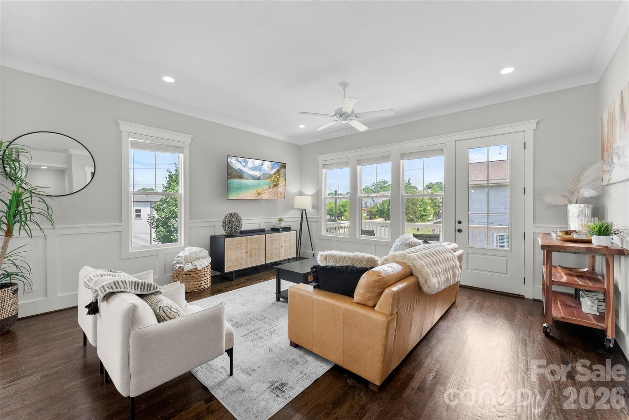 Living room with access to covered deck - 543 Greystone Road, Charlotte
