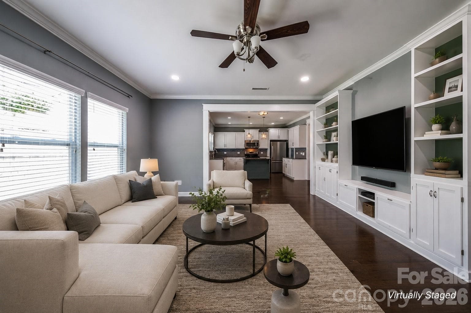 Great Room looking towards Kitchen - Virtually Staged - 2134 Gillette Drive, Clover