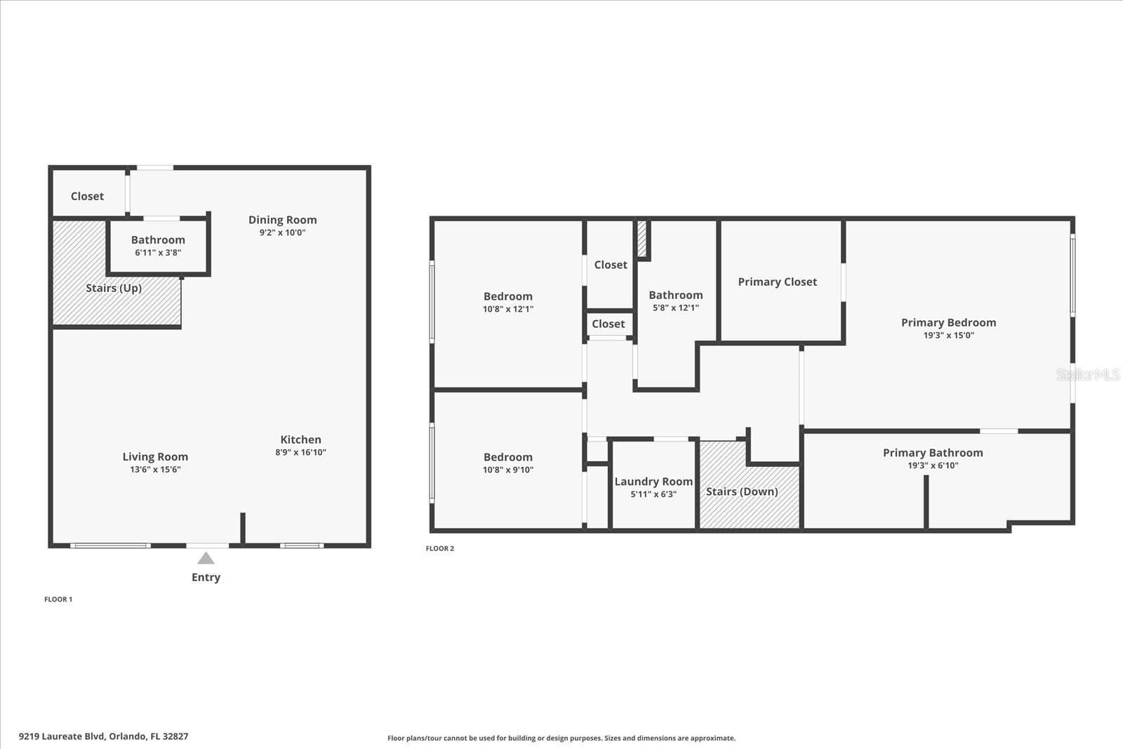 Combined floor plan showcasing the thoughtful layout of this 3-bedroom, 2.5-bath Laureate Park townhome, including the primary suite, two additional bedrooms, loft workstation. - 9219 LAUREATE BLVD, ORLANDO