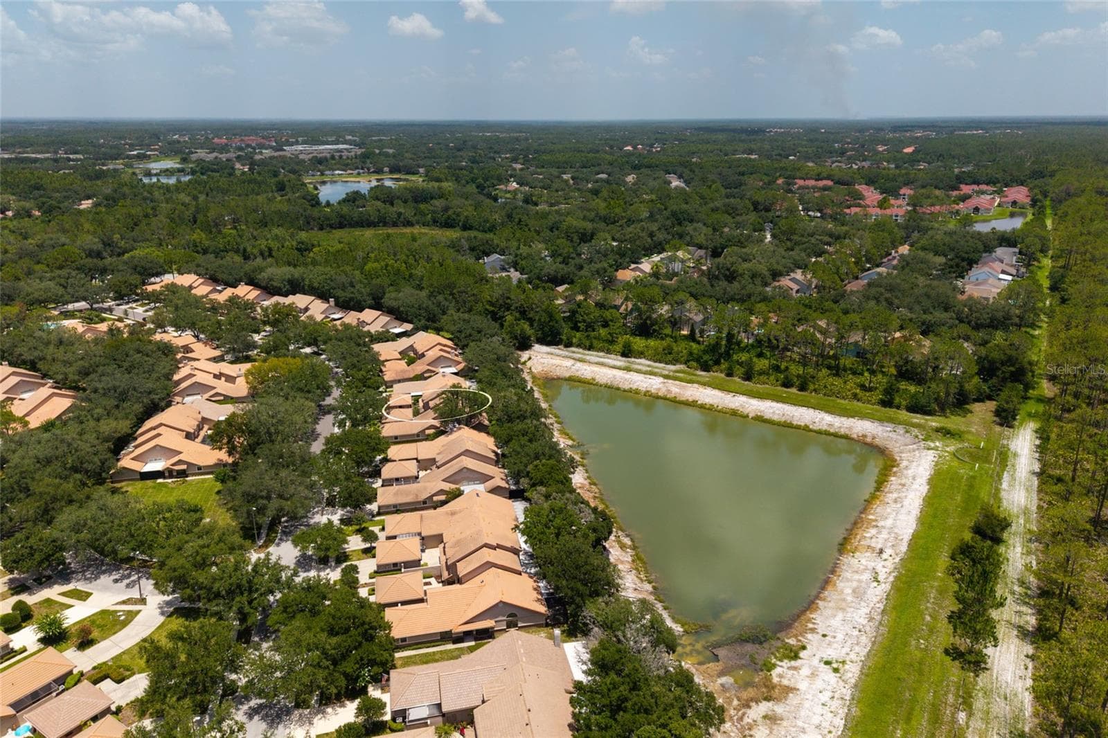 Aerial view lake and neighborhood - 17557 FAIRMEADOW DR, TAMPA