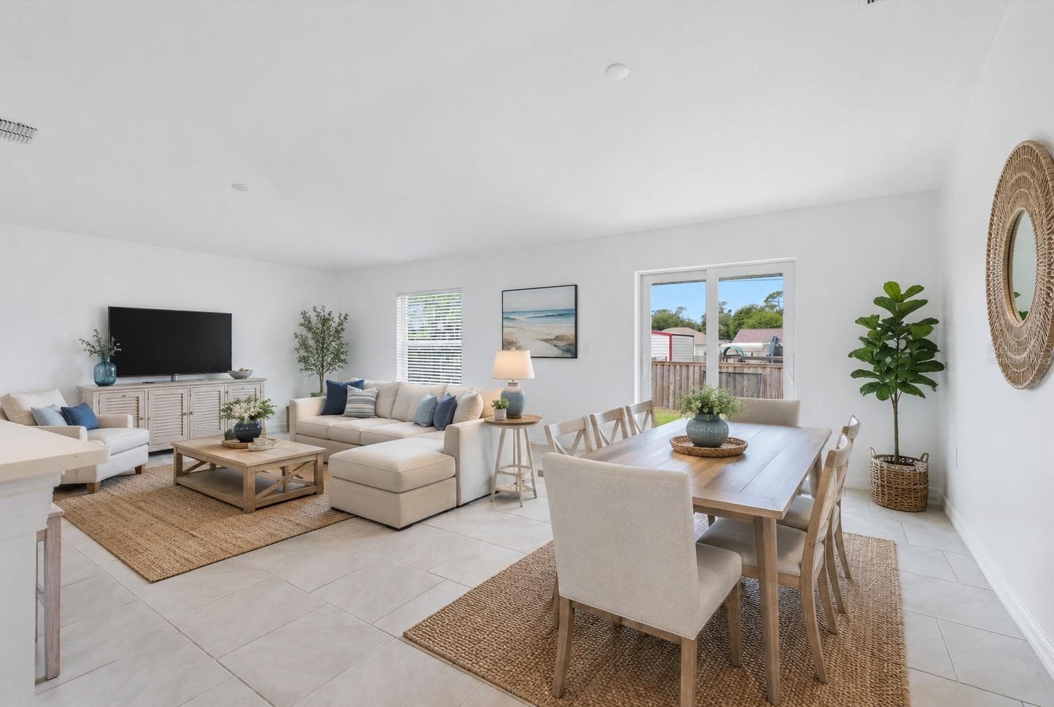 Virtually Staged Living Room & Dining Room - 1403 AKEN ST, PORT CHARLOTTE