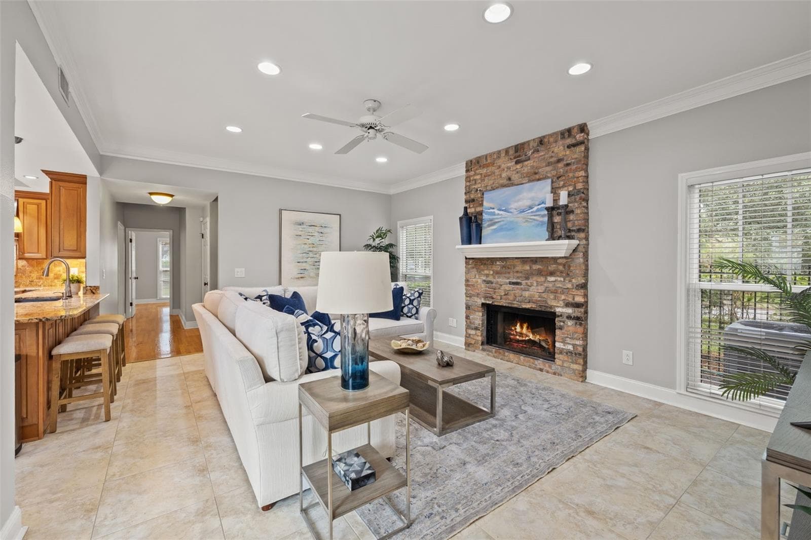 Family room with wood burning fireplace - 3233 W PARKLAND BLVD, TAMPA