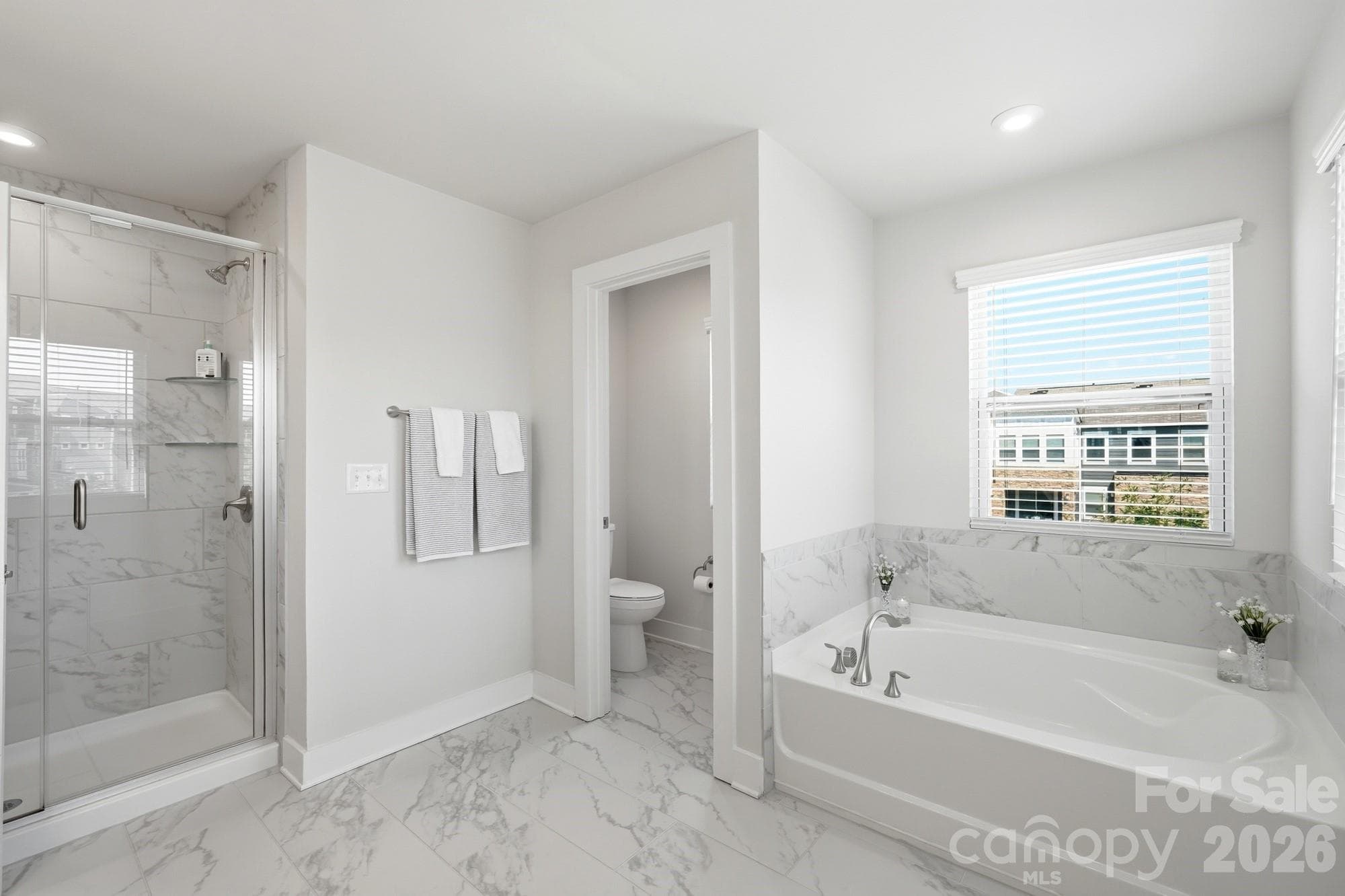 Glass shower, soaking tub & tile floors - 2745 Ensemble Court, Charlotte