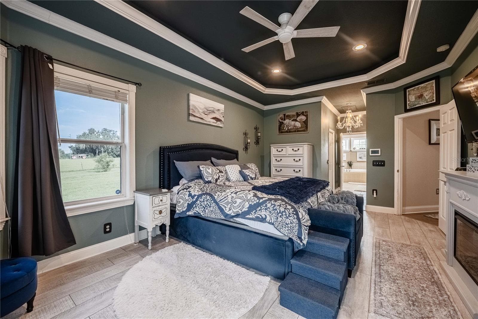 Large primary bedroom with tray ceiling and ensuite bath - 4280 TURNER RD, MULBERRY