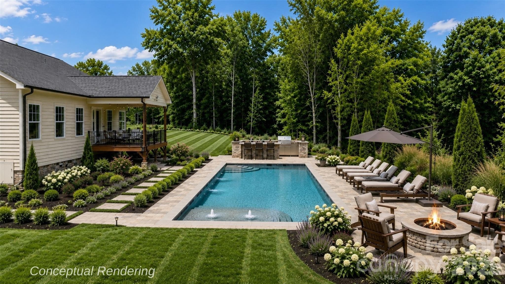 Pool Rendering in Backyard - 121 Juniper Road, Mooresville