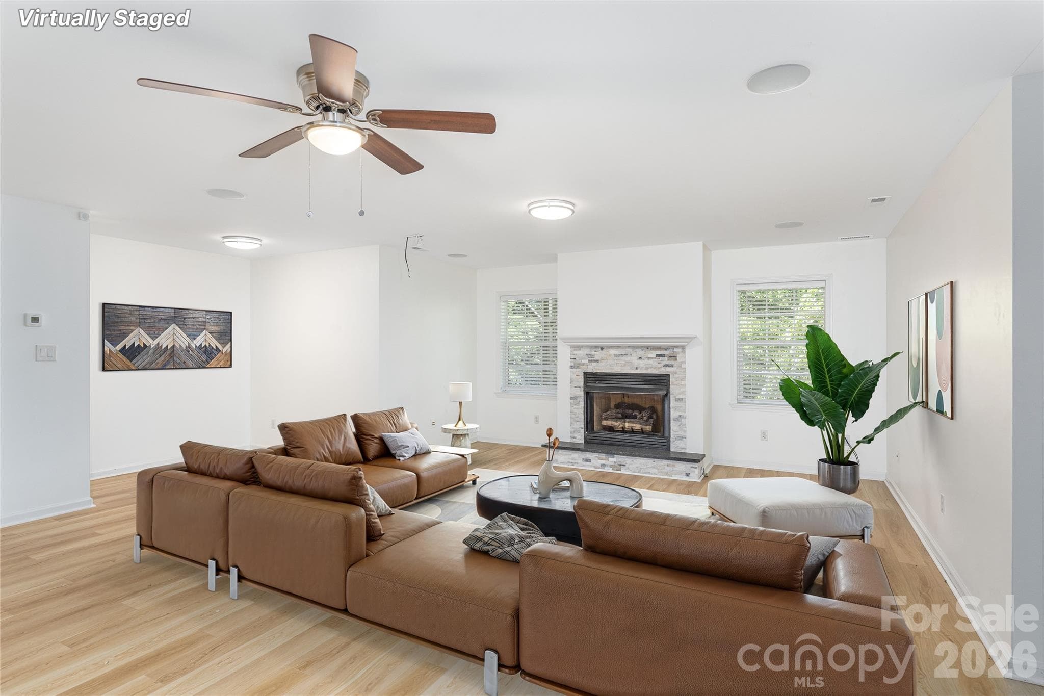 Lower Level Family Room - virtually staged - 602 Hidden Springs Drive, Asheville