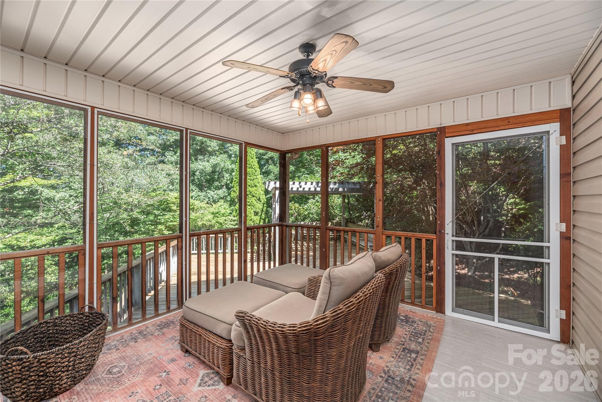 Three Season Porch with Glass Panel Inserts - 602 Hidden Springs Drive, Asheville